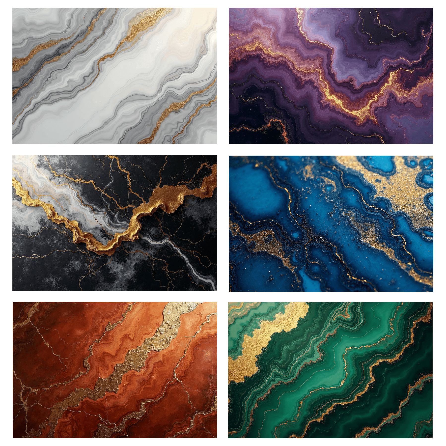 overzicht van collectie inductiebeschermers - thema marmer met Goud