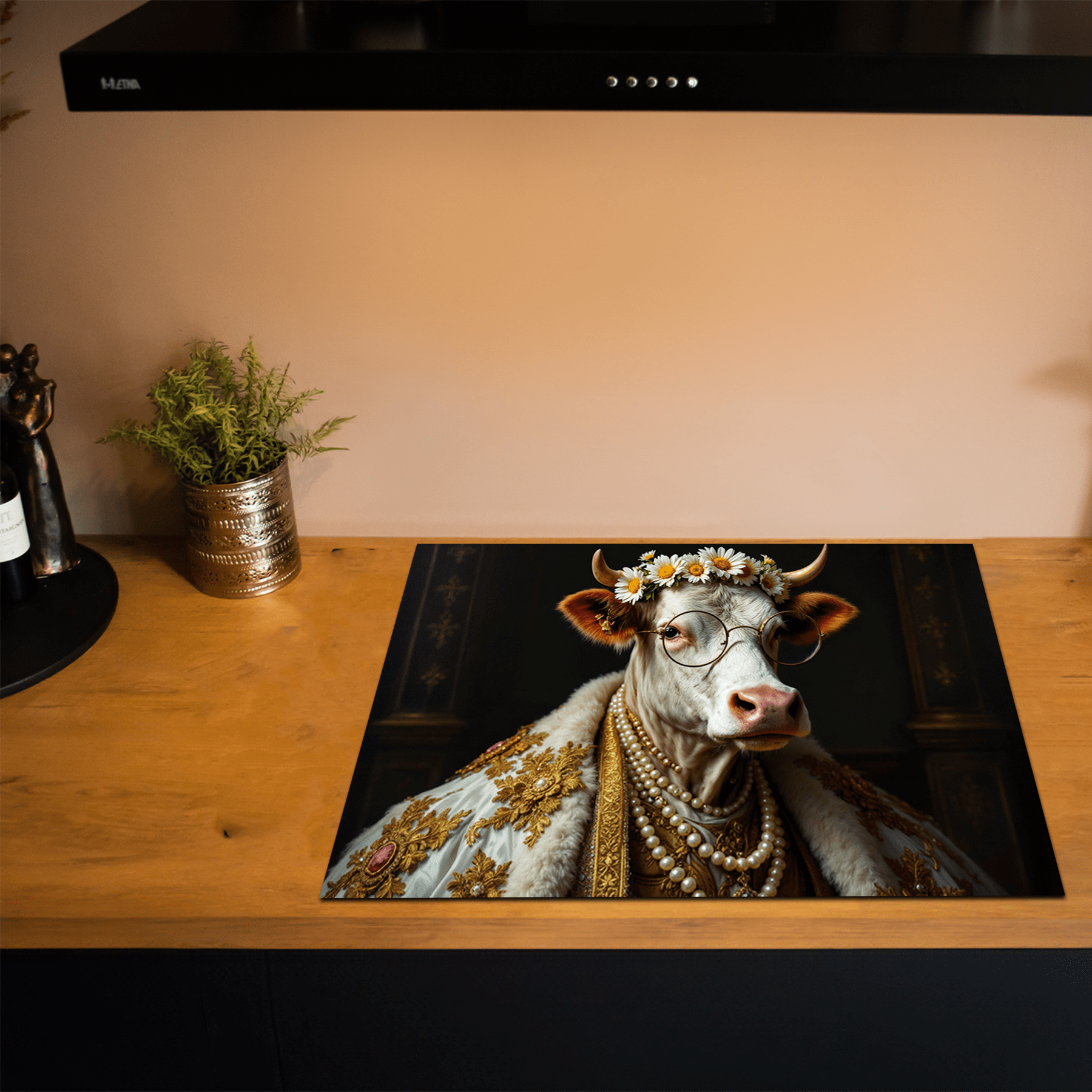 Inductiebeschermer - Dieren portretten - Witte royal koe - Inductiebeschermer