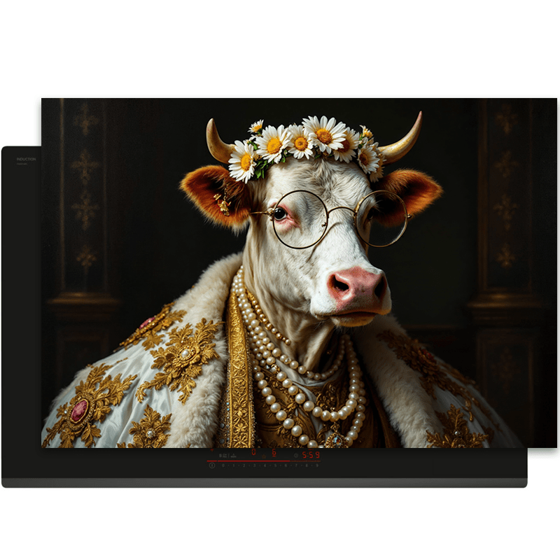 Inductiebeschermer - Dieren portretten - Witte royal koe - Inductiebeschermer