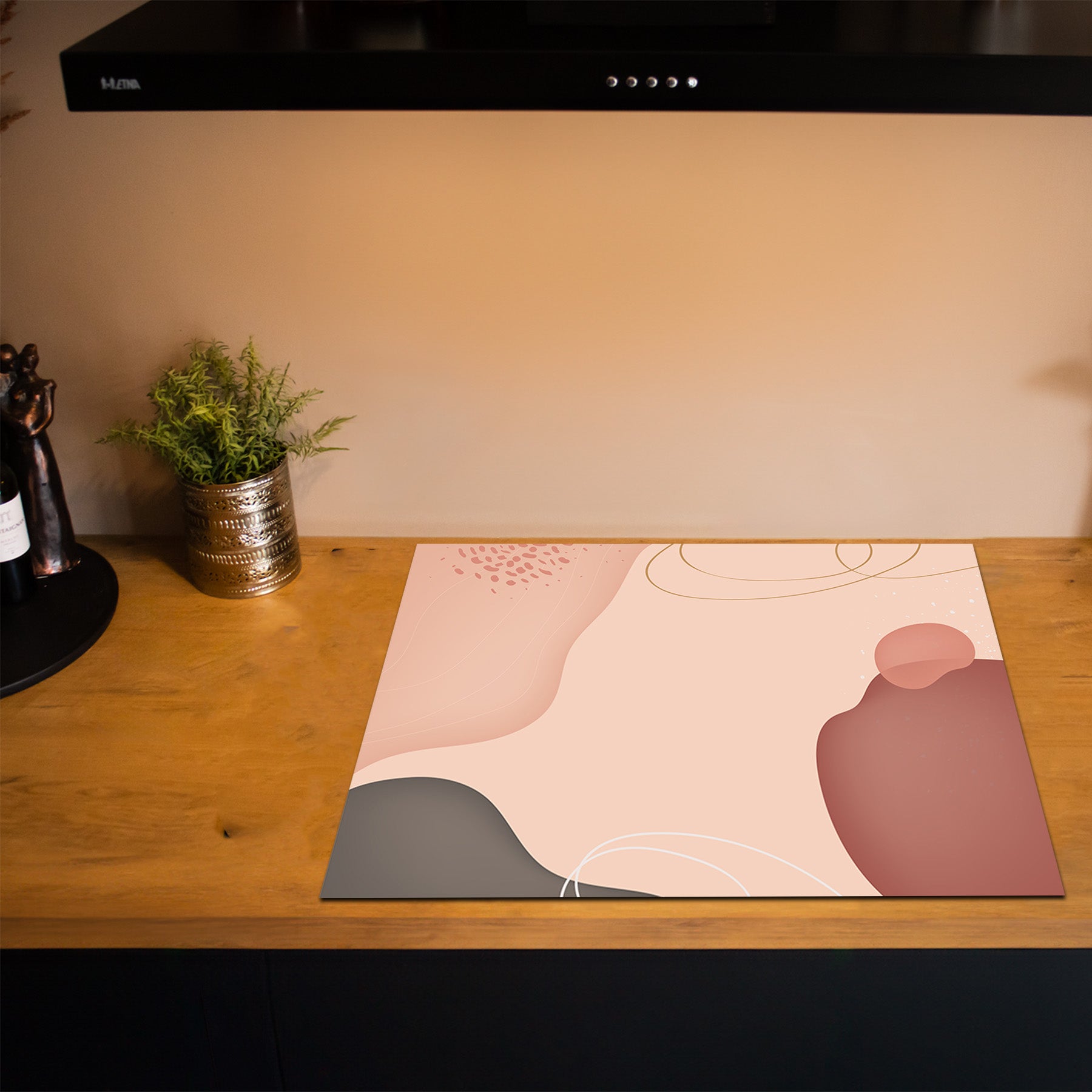 Protection induction - Abstrait - Motifs nervurés - Noir