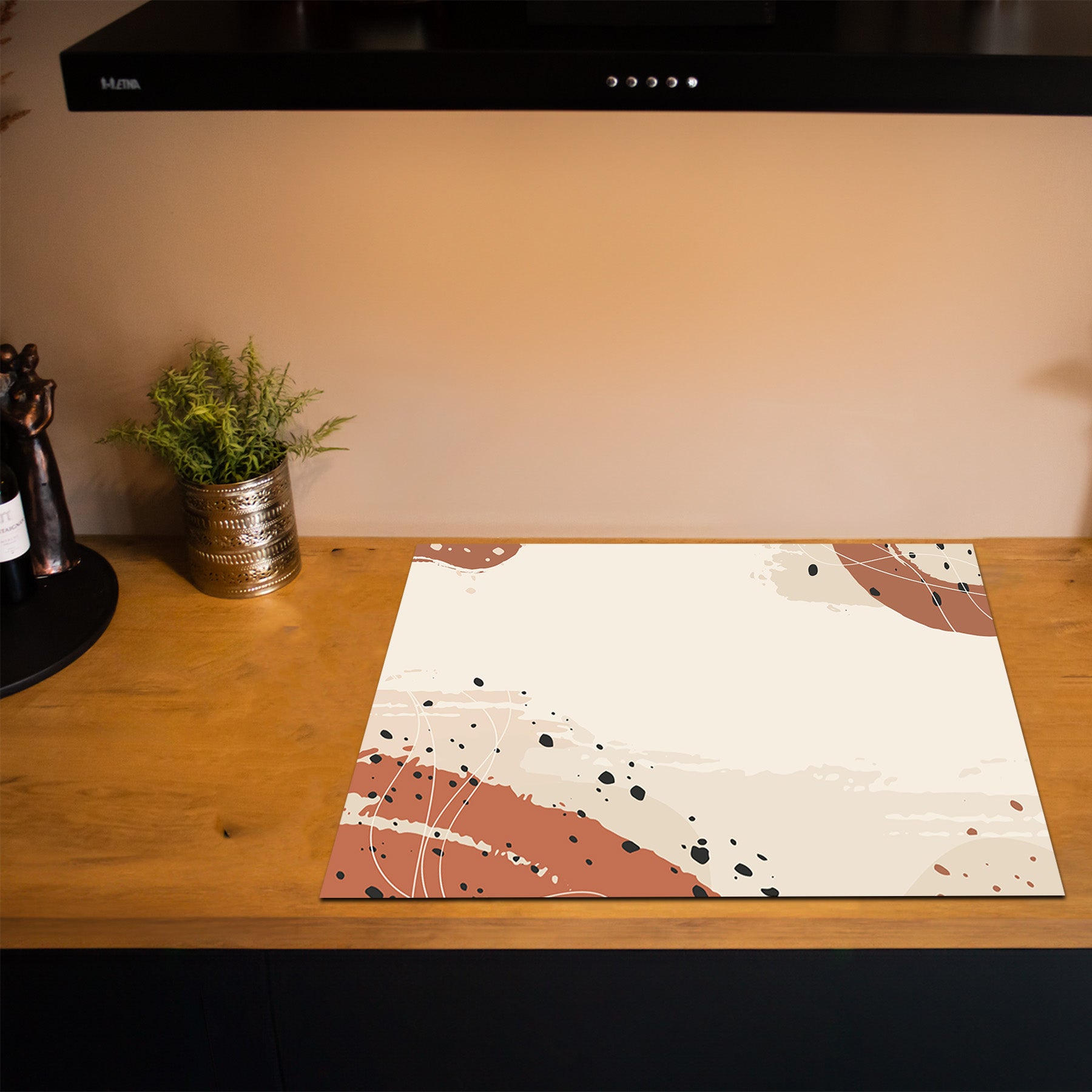 Protection induction - Abstrait - Motifs nervurés - Noir