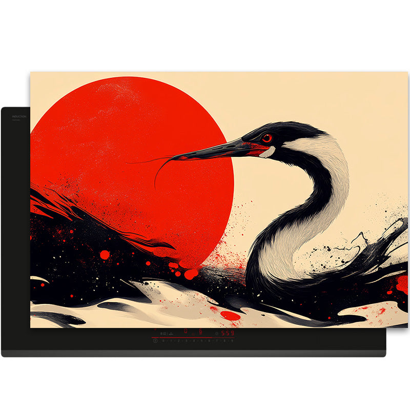 Inductiebeschermer - Japandi - Scarlet Crane