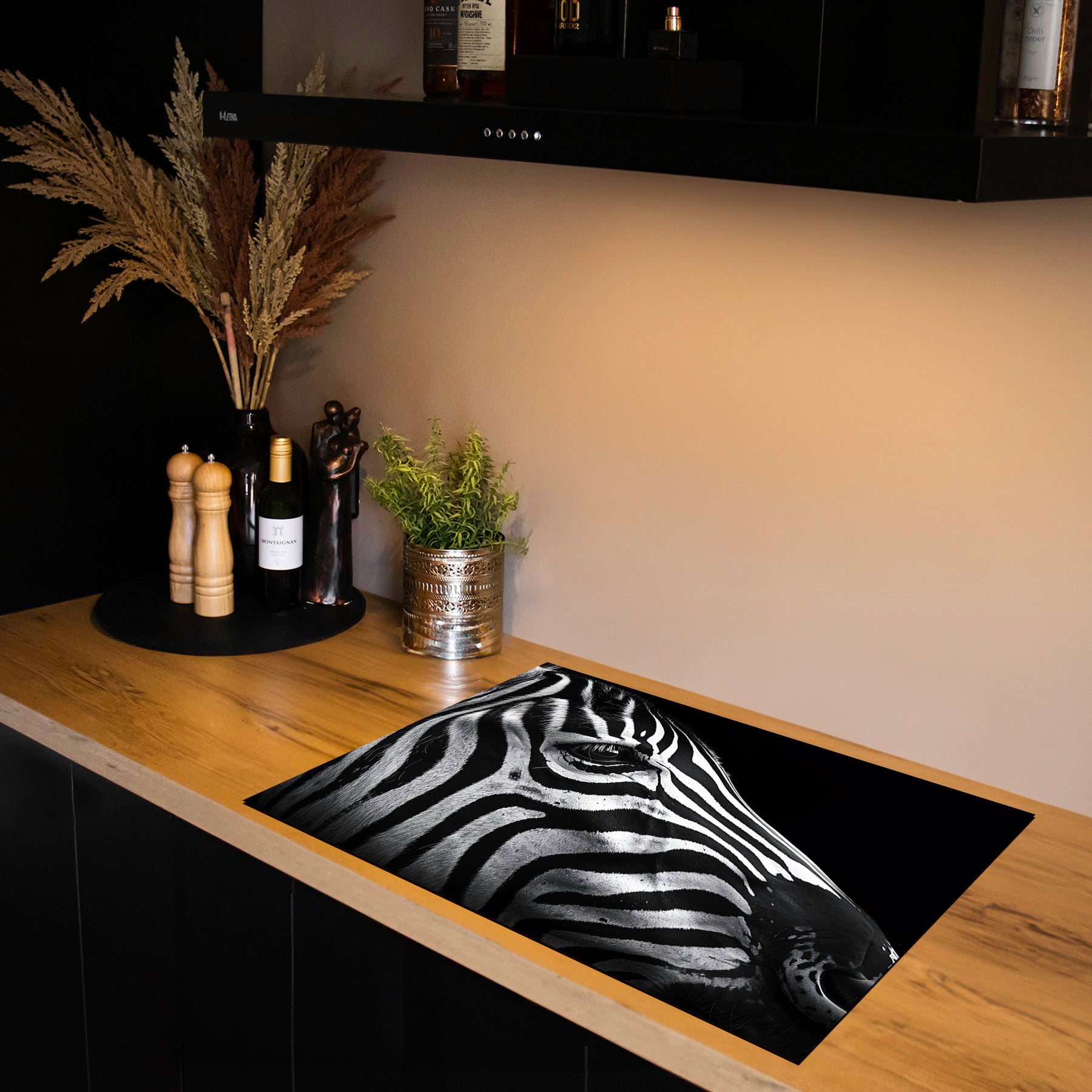 Inductiebeschermer - Dieren Zwart Wit - Close-Up Zebra