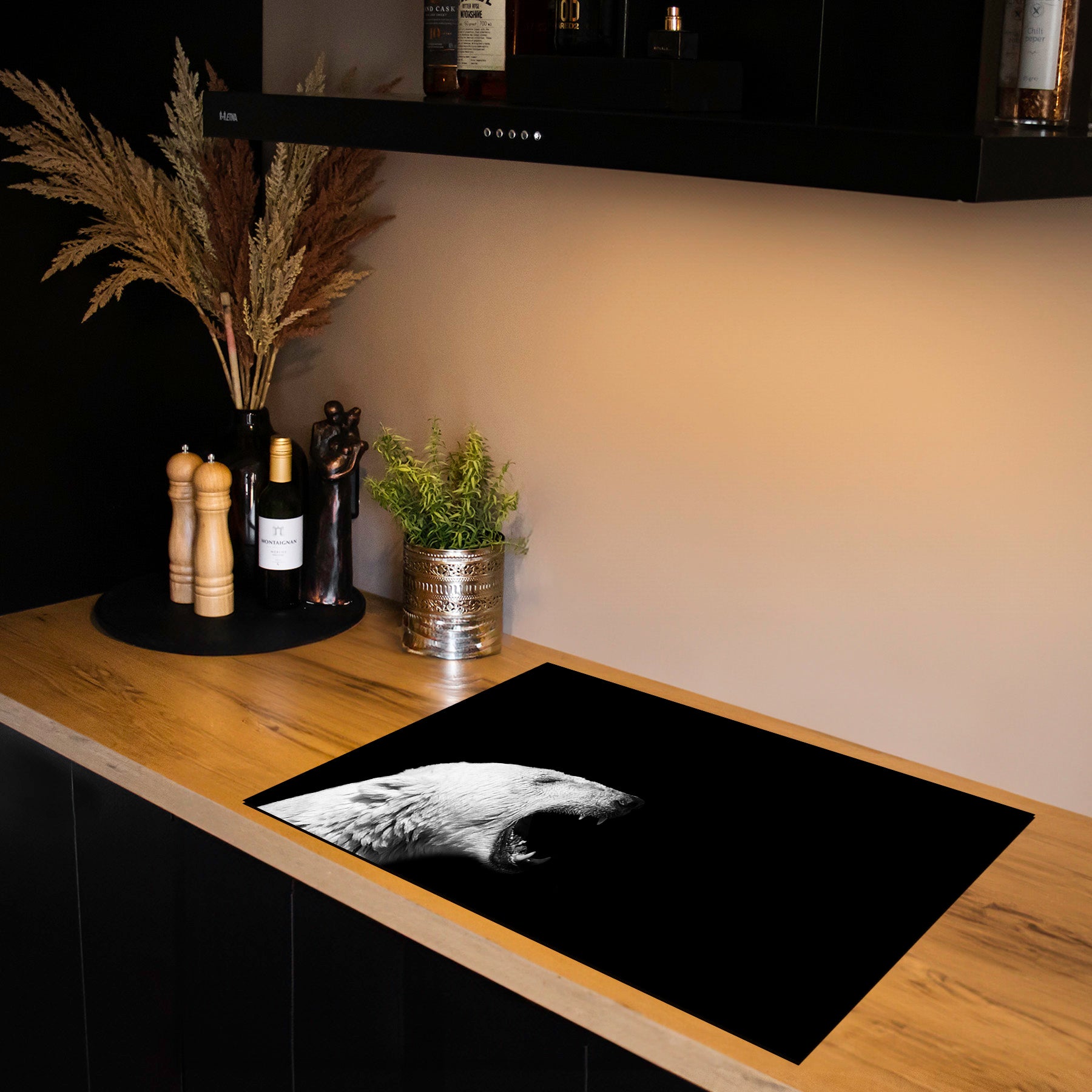 Inductiebeschermer - Dieren Zwart Wit - Ijsbeer