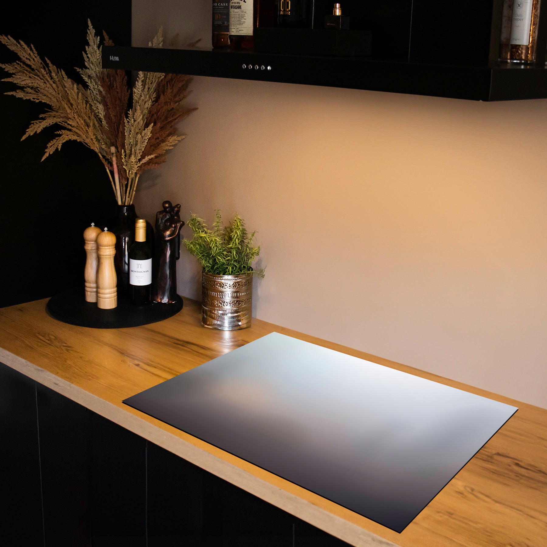 Inductiebeschermer - Smoked Glass - Mistblauw