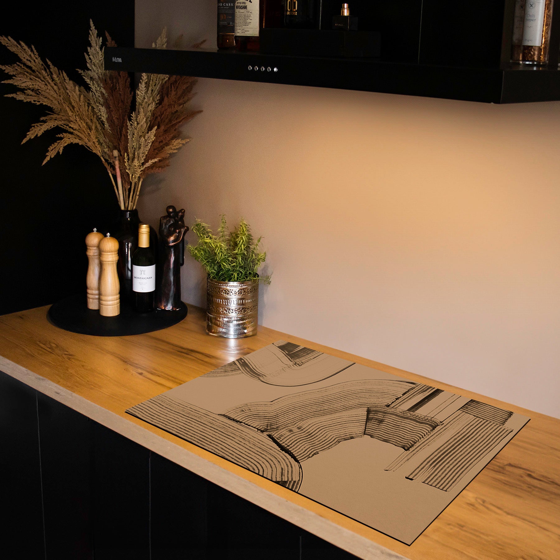 Inductiebeschermer - Vintage - Terracotta Lijnen