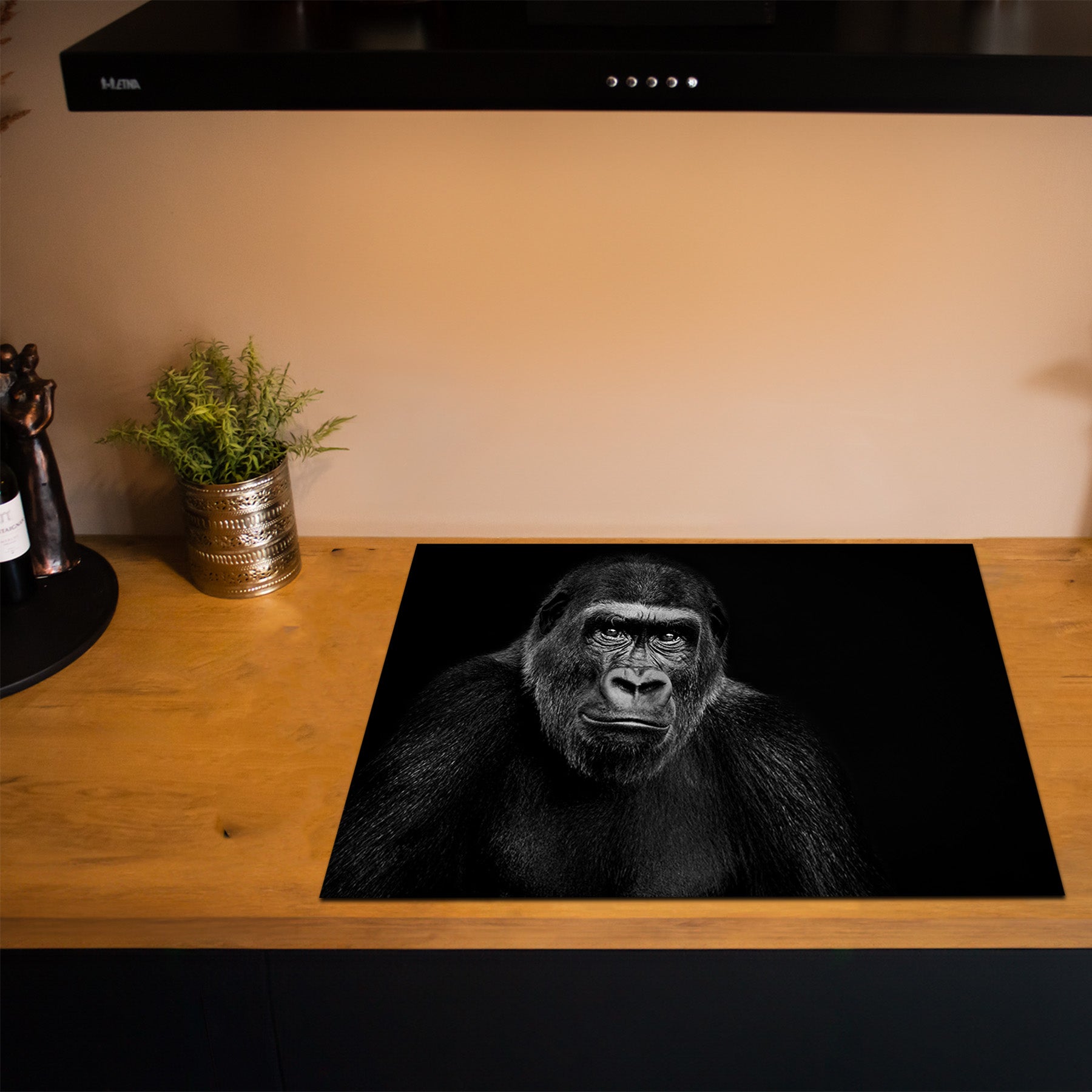 Inductiebeschermer - Dieren Zwart Wit - Gorilla