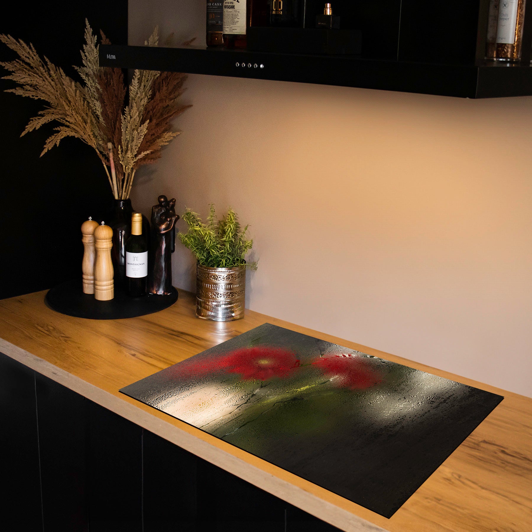 Inductiebeschermer - Smoked Glass - Condens Rood