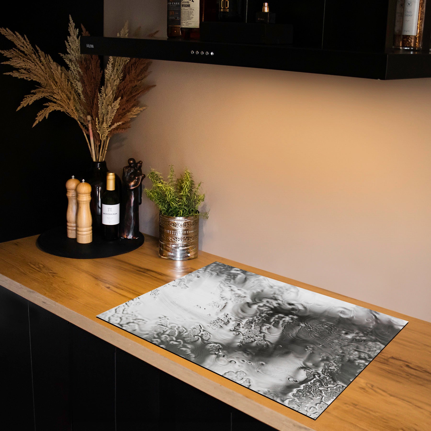 Inductiebeschermer - Smoked Glass - Druppelglas