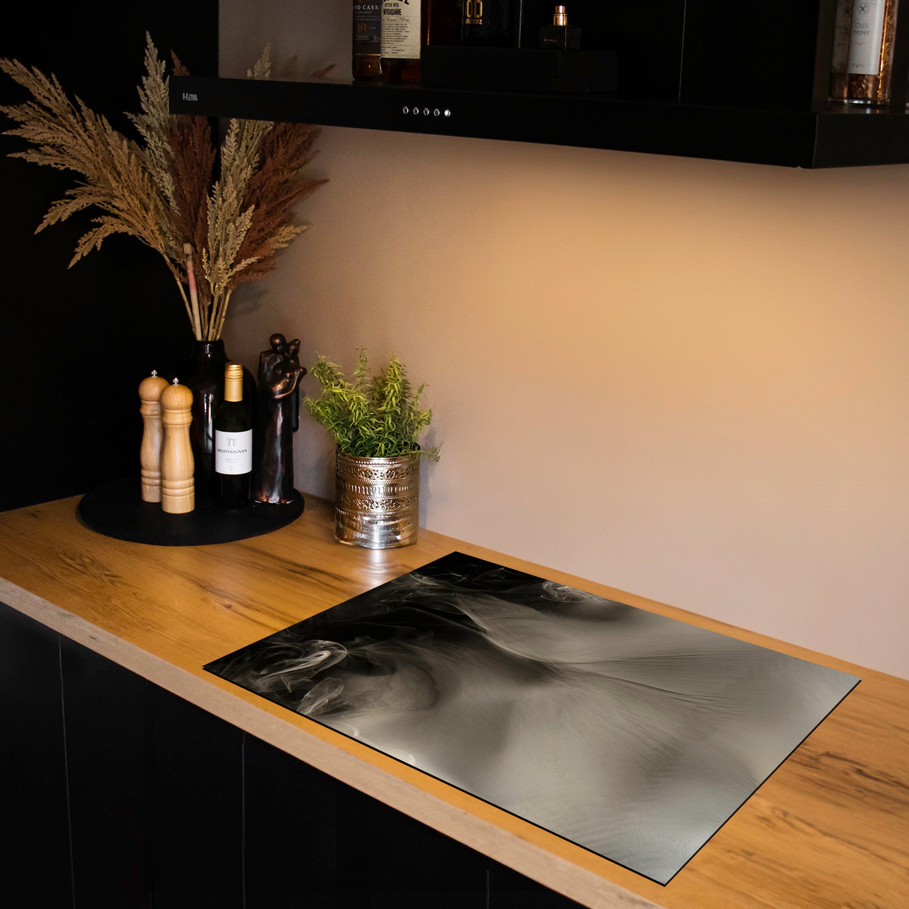 Inductiebeschermer - Smoked Glass - Rookzand