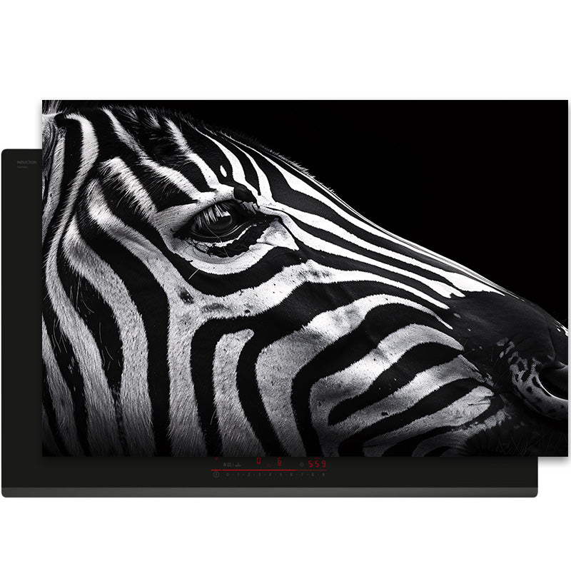 Inductiebeschermer - Dieren Zwart Wit - Close-Up Zebra