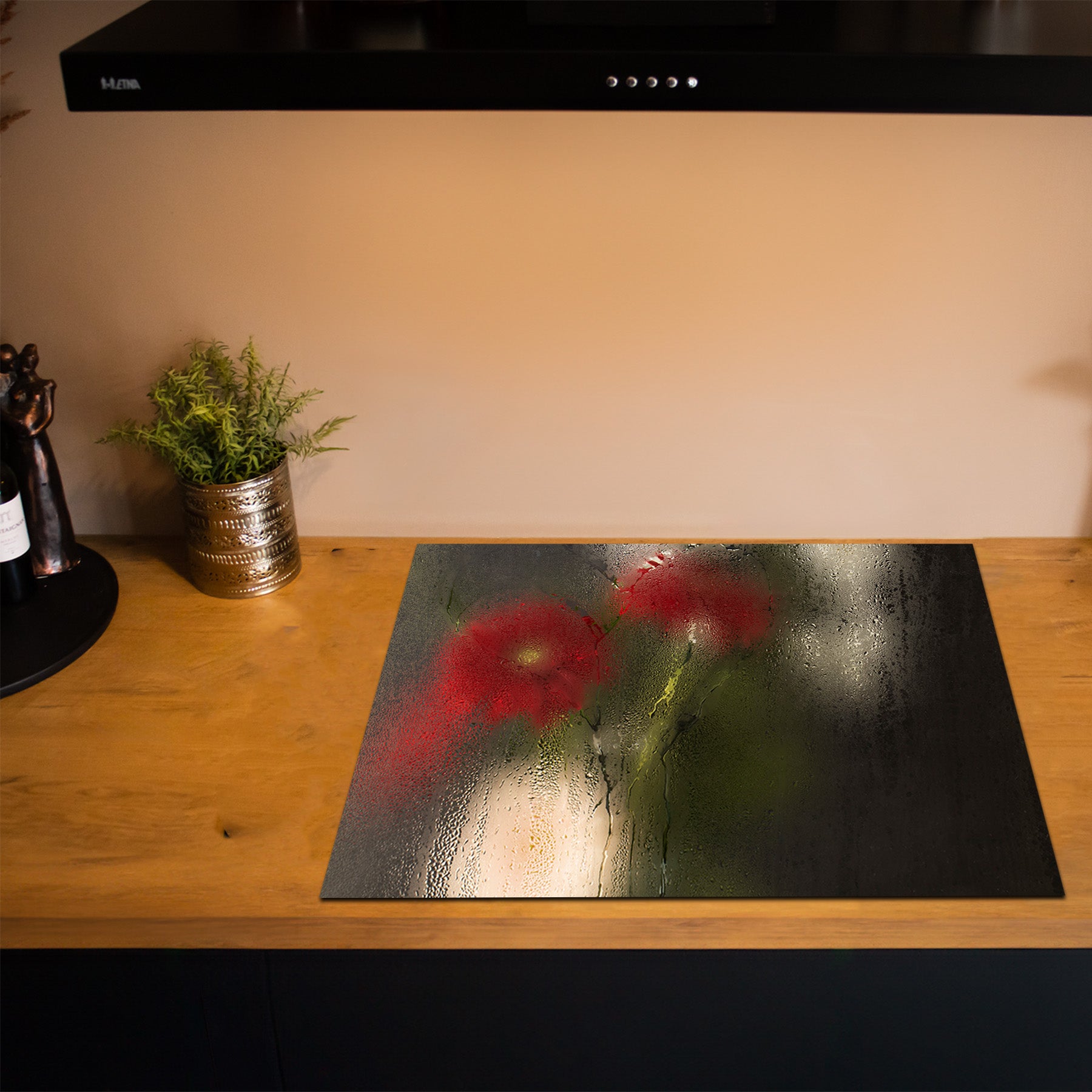 Inductiebeschermer - Smoked Glass - Condens Rood