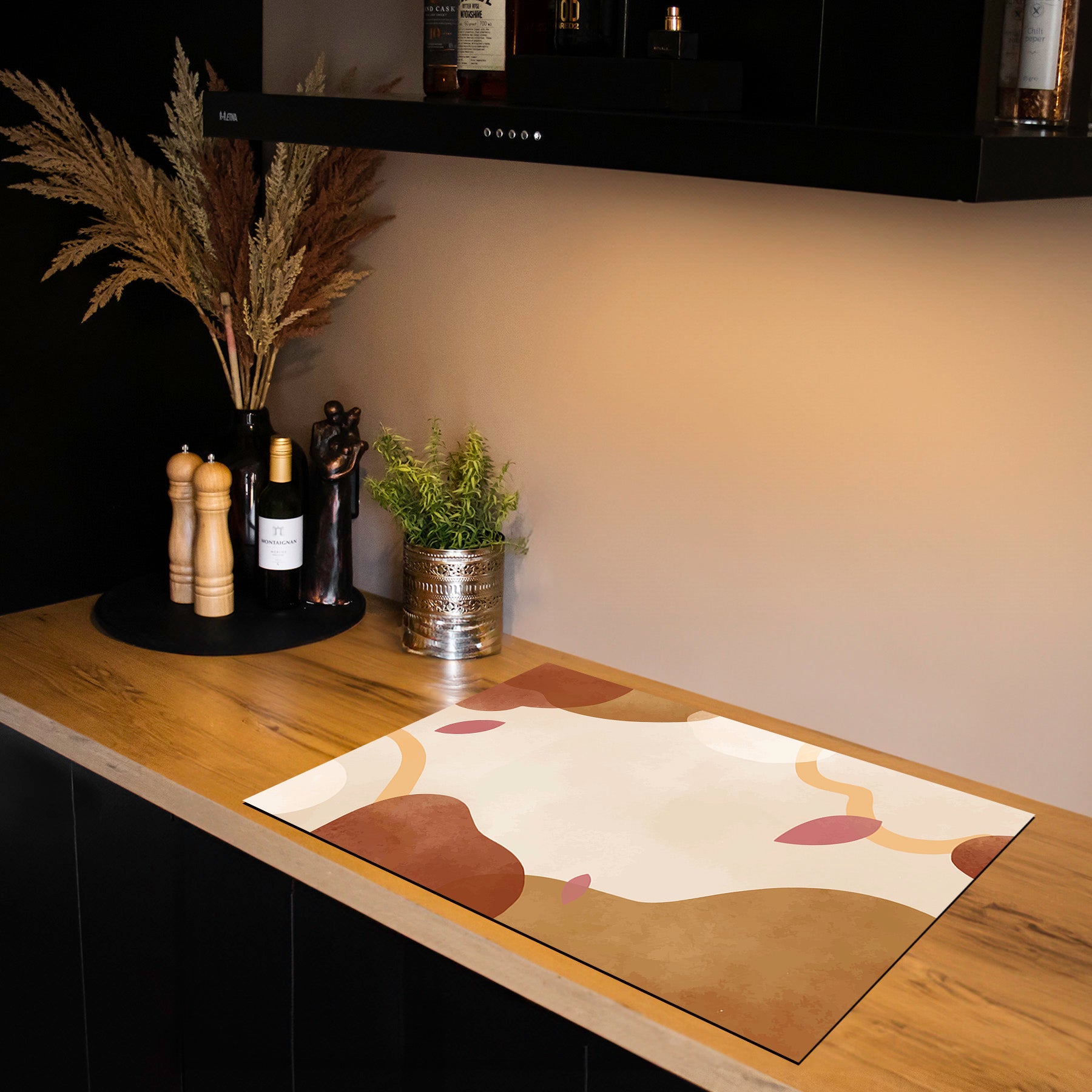 Protection induction - Abstrait - Motifs nervurés - Noir