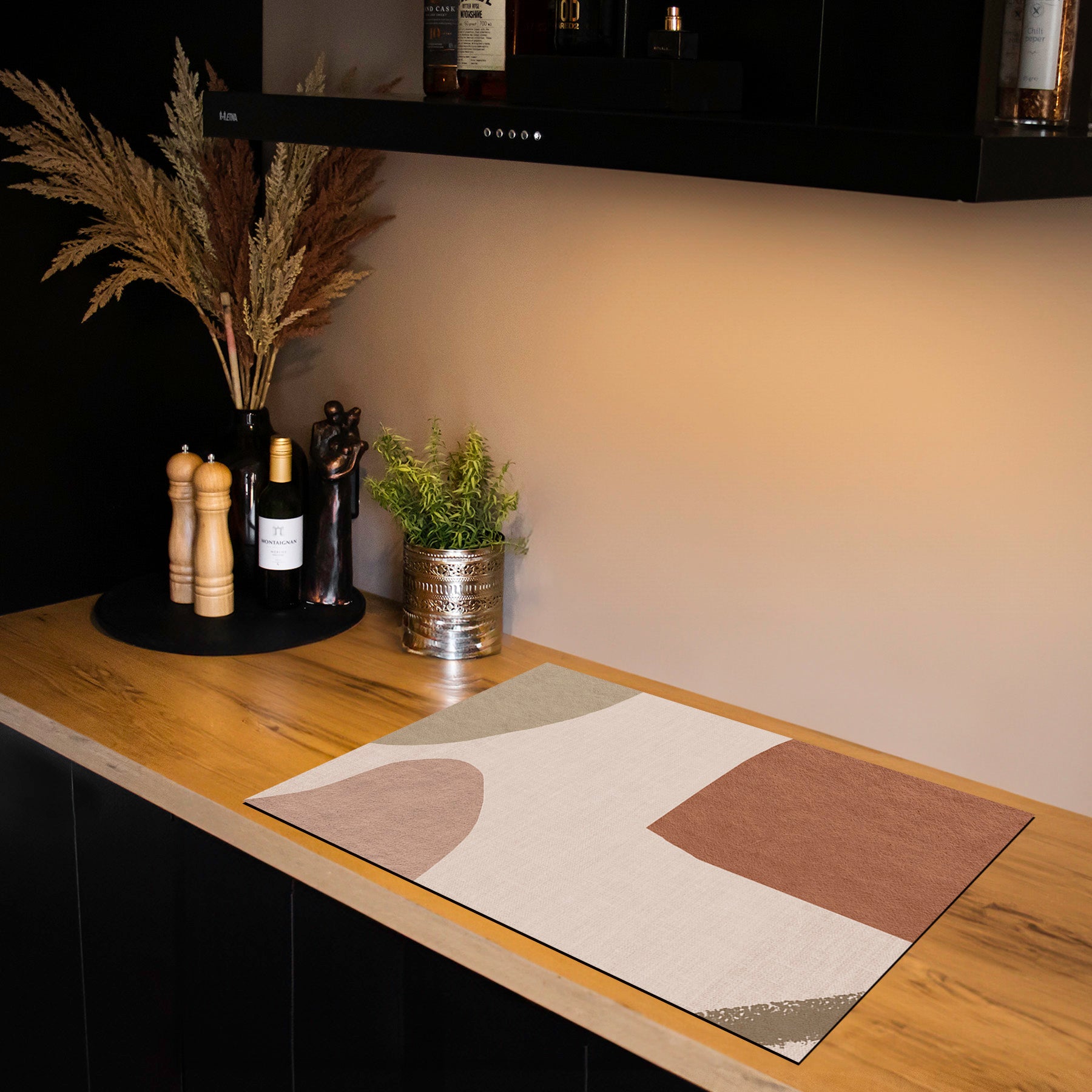 Protection induction - Abstrait - Motifs nervurés - Noir