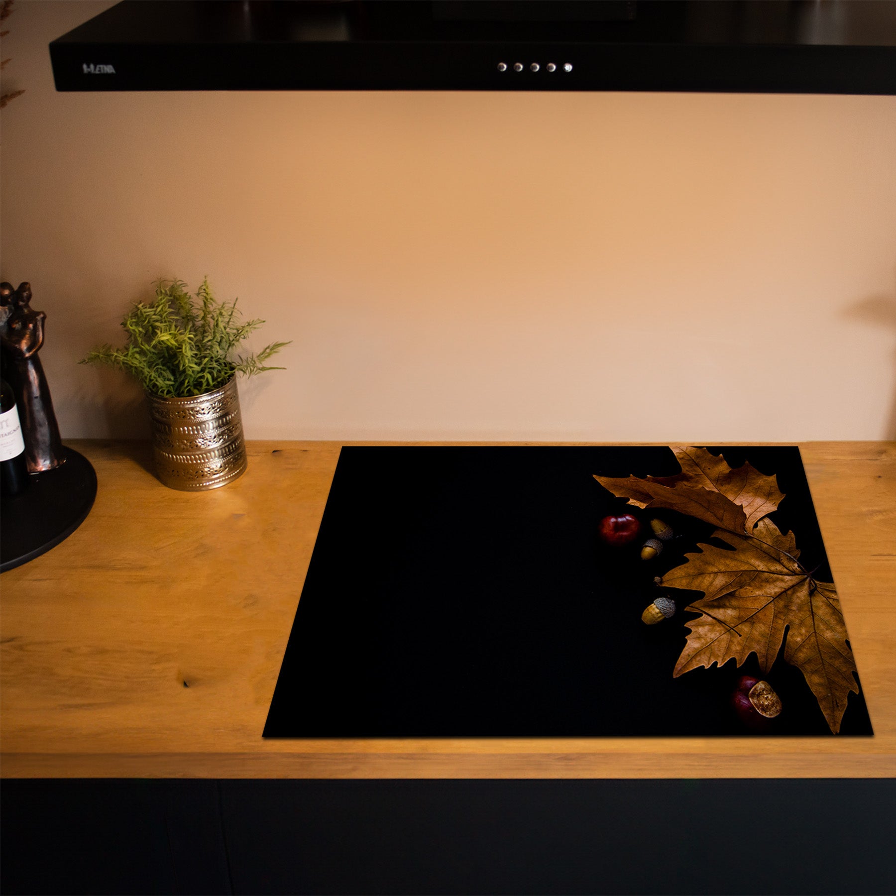 Herdabdeckplatte - Herbst - Eicheln & Kastanien