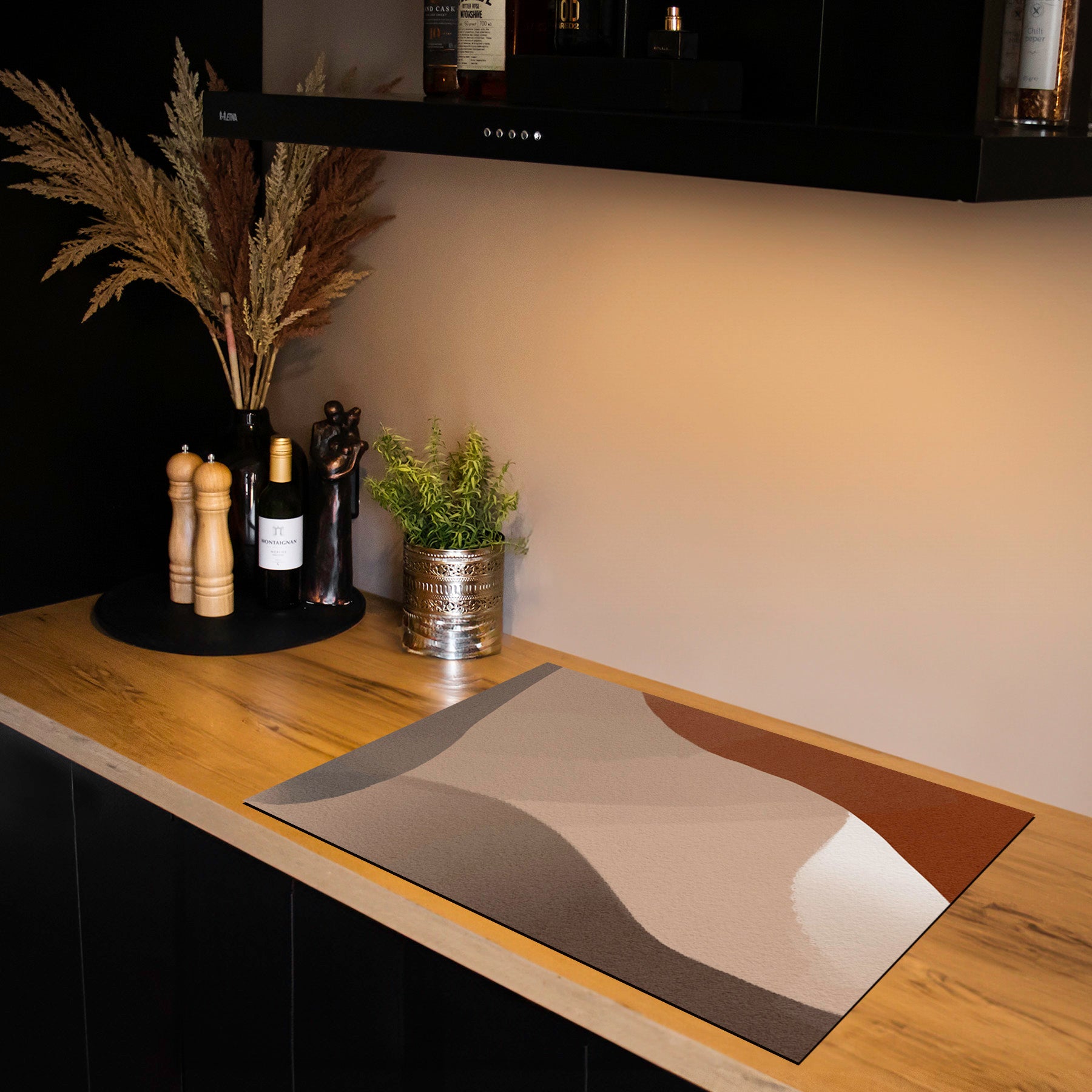 Protection induction - Abstrait - Motifs nervurés - Noir