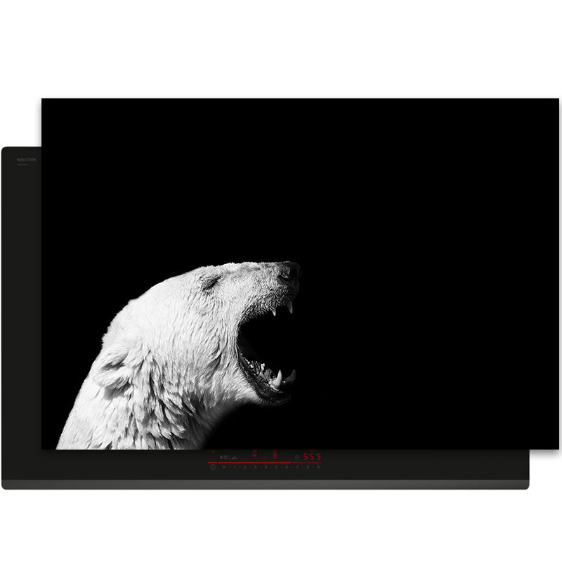 Inductiebeschermer - Dieren Zwart Wit - Ijsbeer