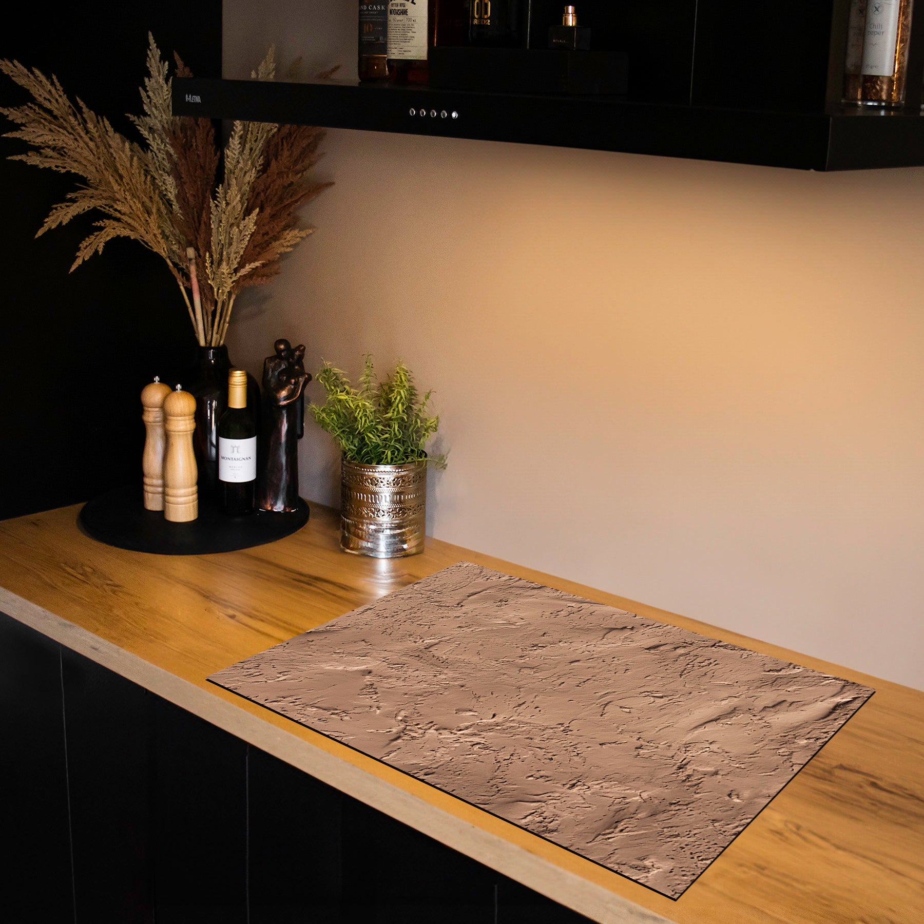 Protection induction - Abstrait - Motifs nervurés - Noir