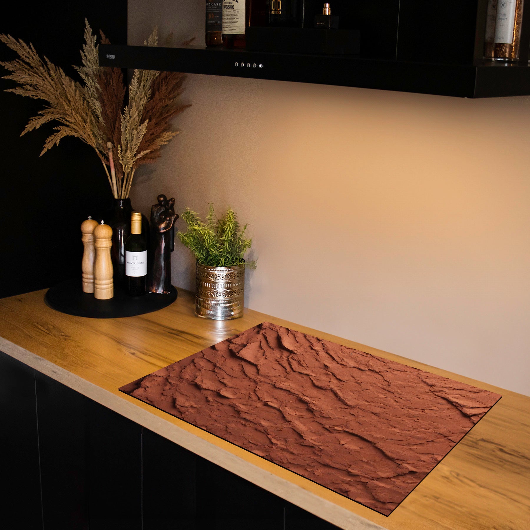 Protection induction - Abstrait - Motifs nervurés - Noir