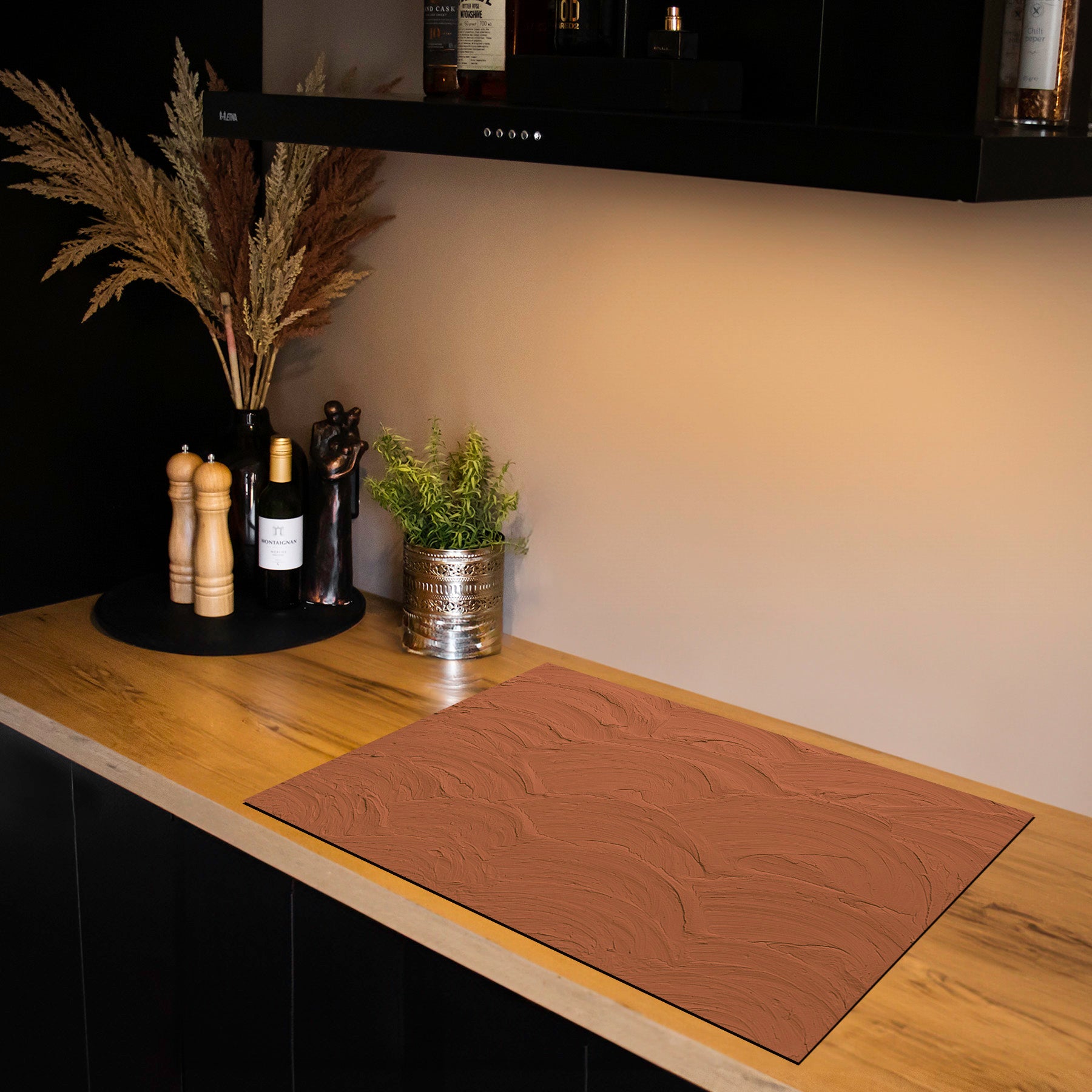 Protection induction - Abstrait - Motifs nervurés - Noir