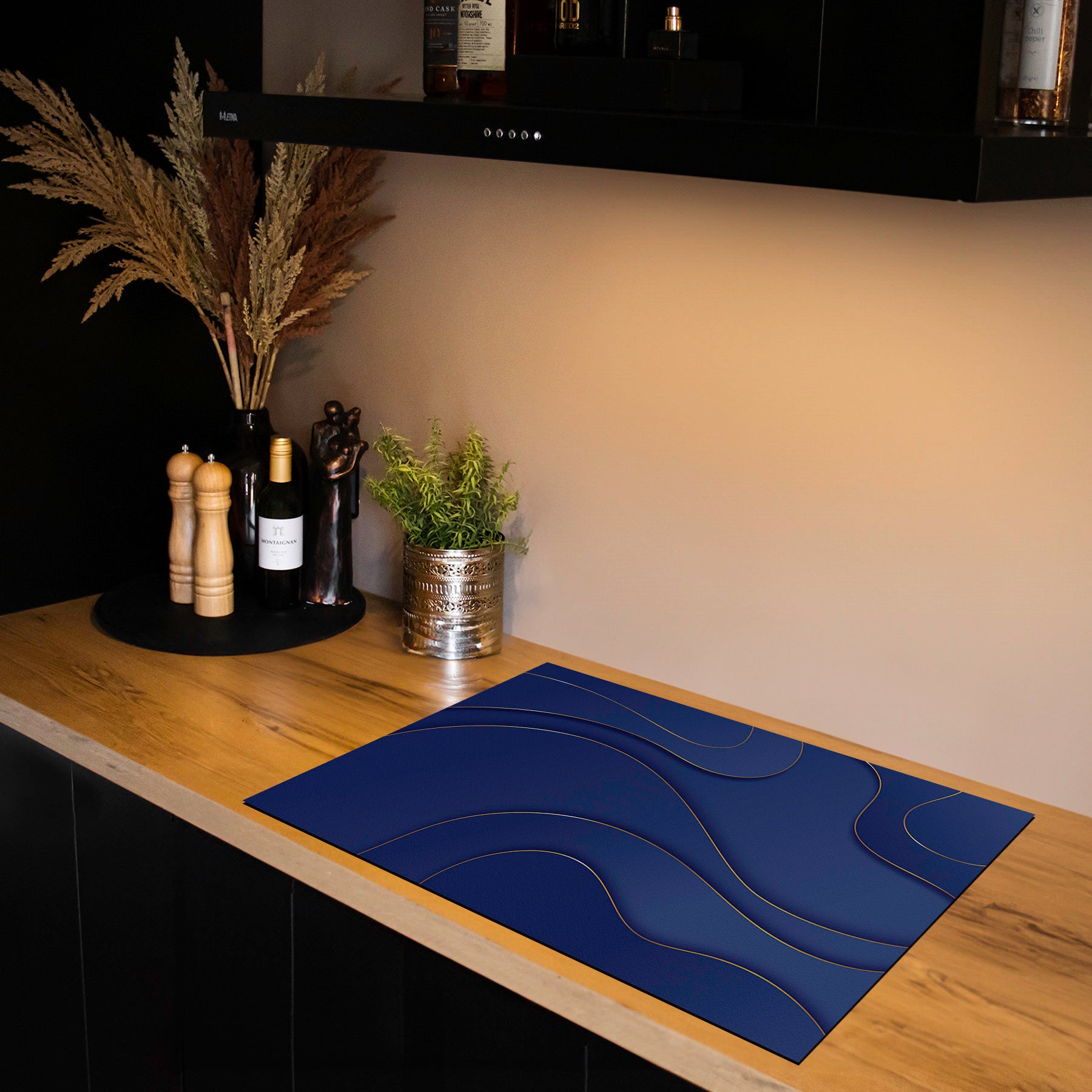 Inductiebeschermer - Minimal Texture - Midnight Blauw