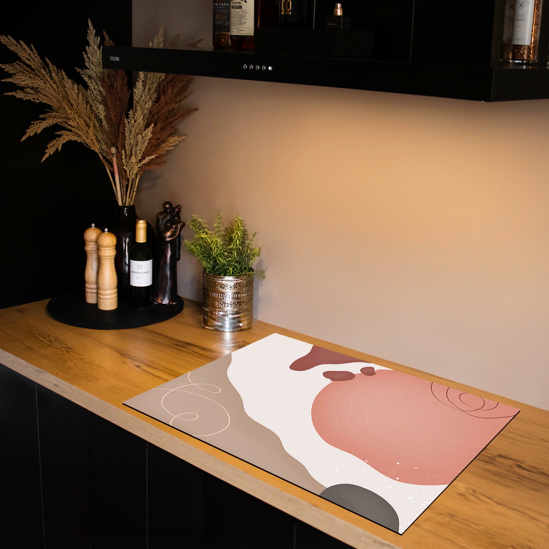 Protection induction - Abstrait - Motifs nervurés - Noir