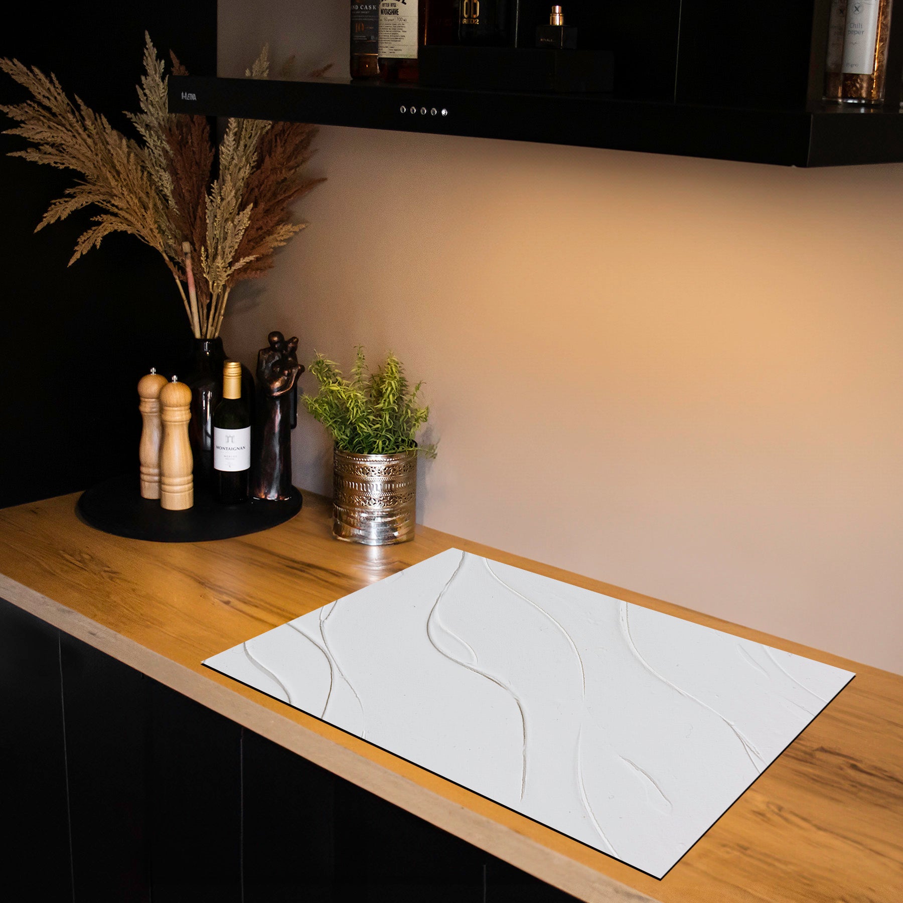 Inductiebeschermer - Minimal Texture - Zachte Golf Wit