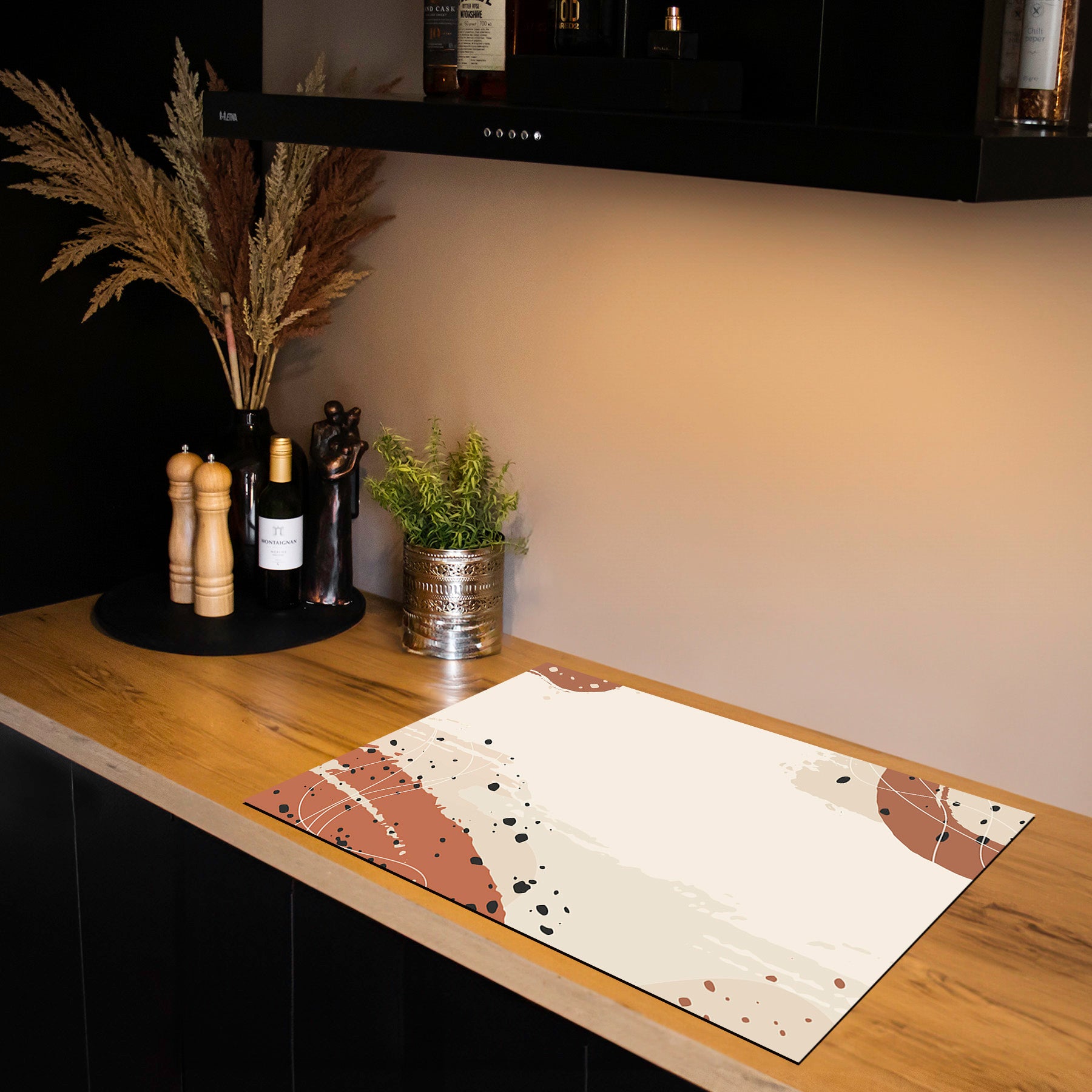 Protection induction - Abstrait - Motifs nervurés - Noir