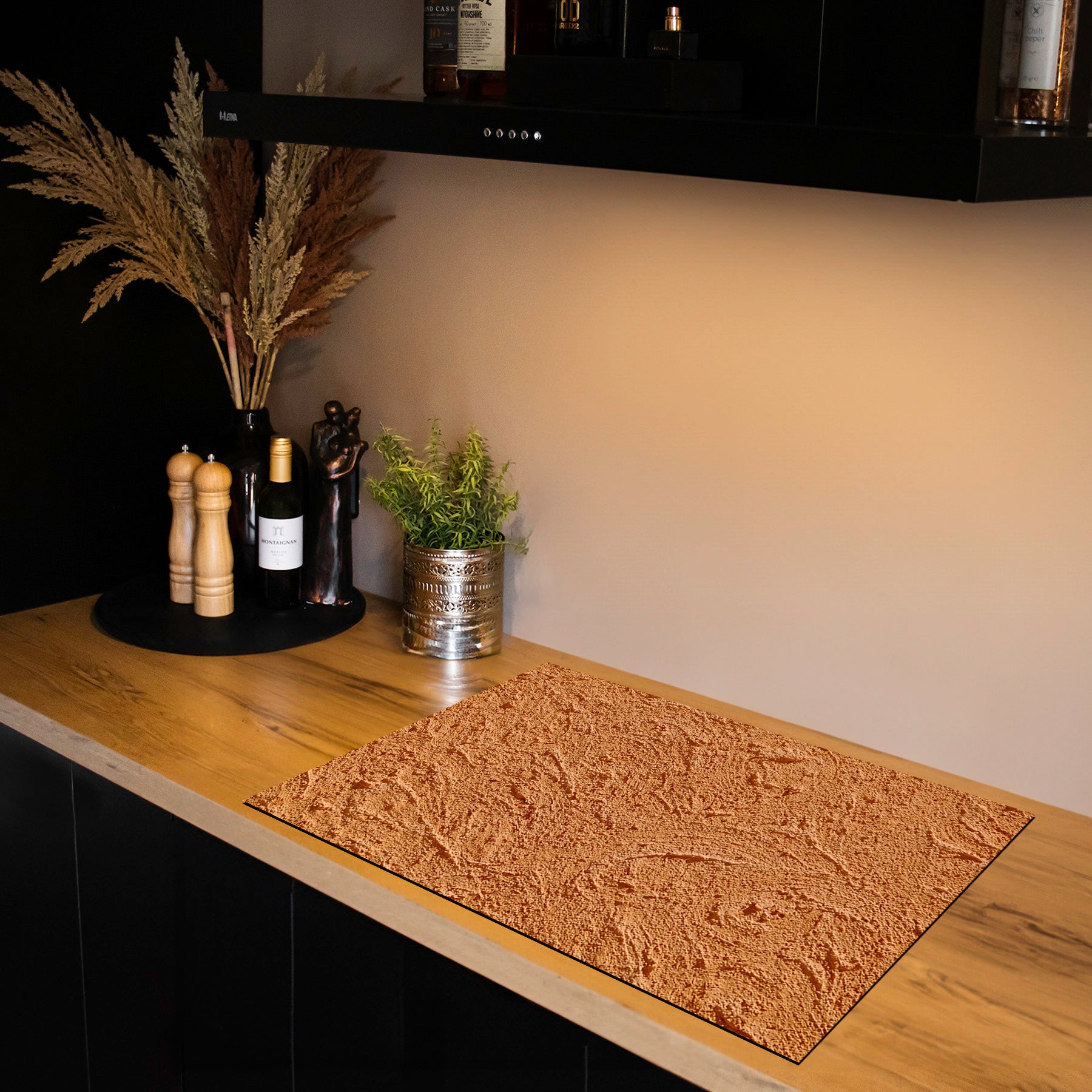 Protection induction - Abstrait - Motifs nervurés - Noir