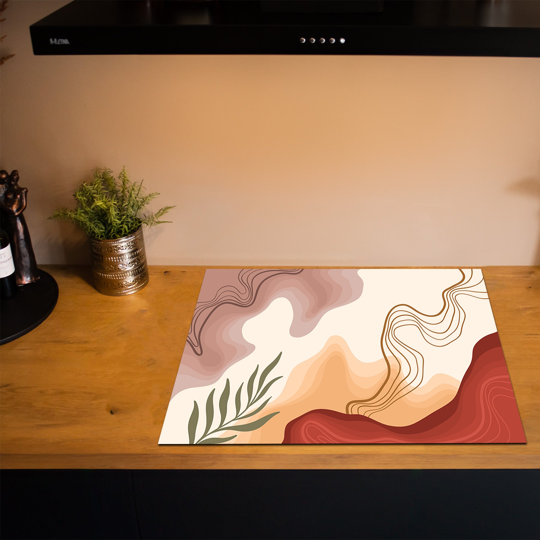 Protection induction - Abstrait - Motifs nervurés - Noir