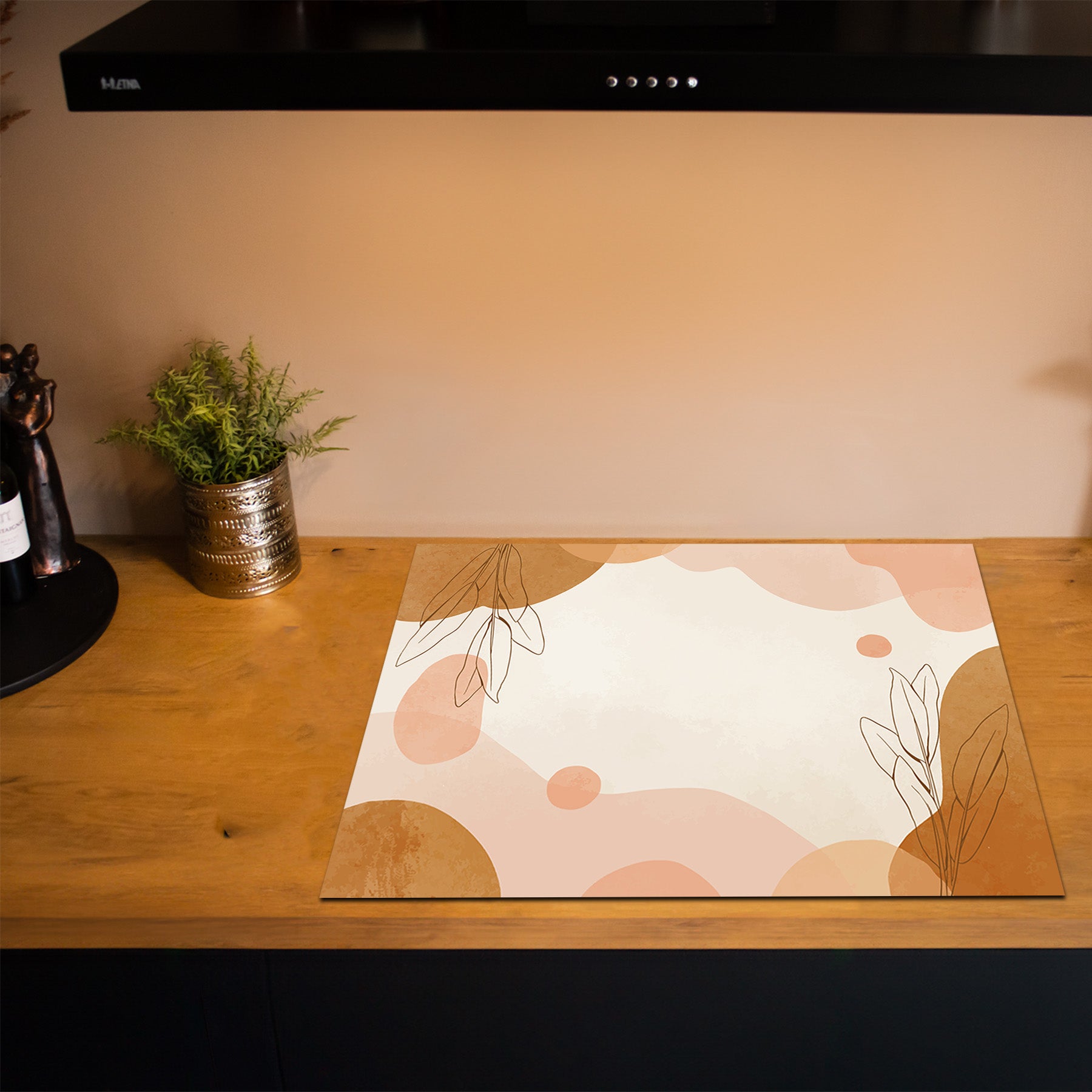 Protection induction - Abstrait - Motifs nervurés - Noir