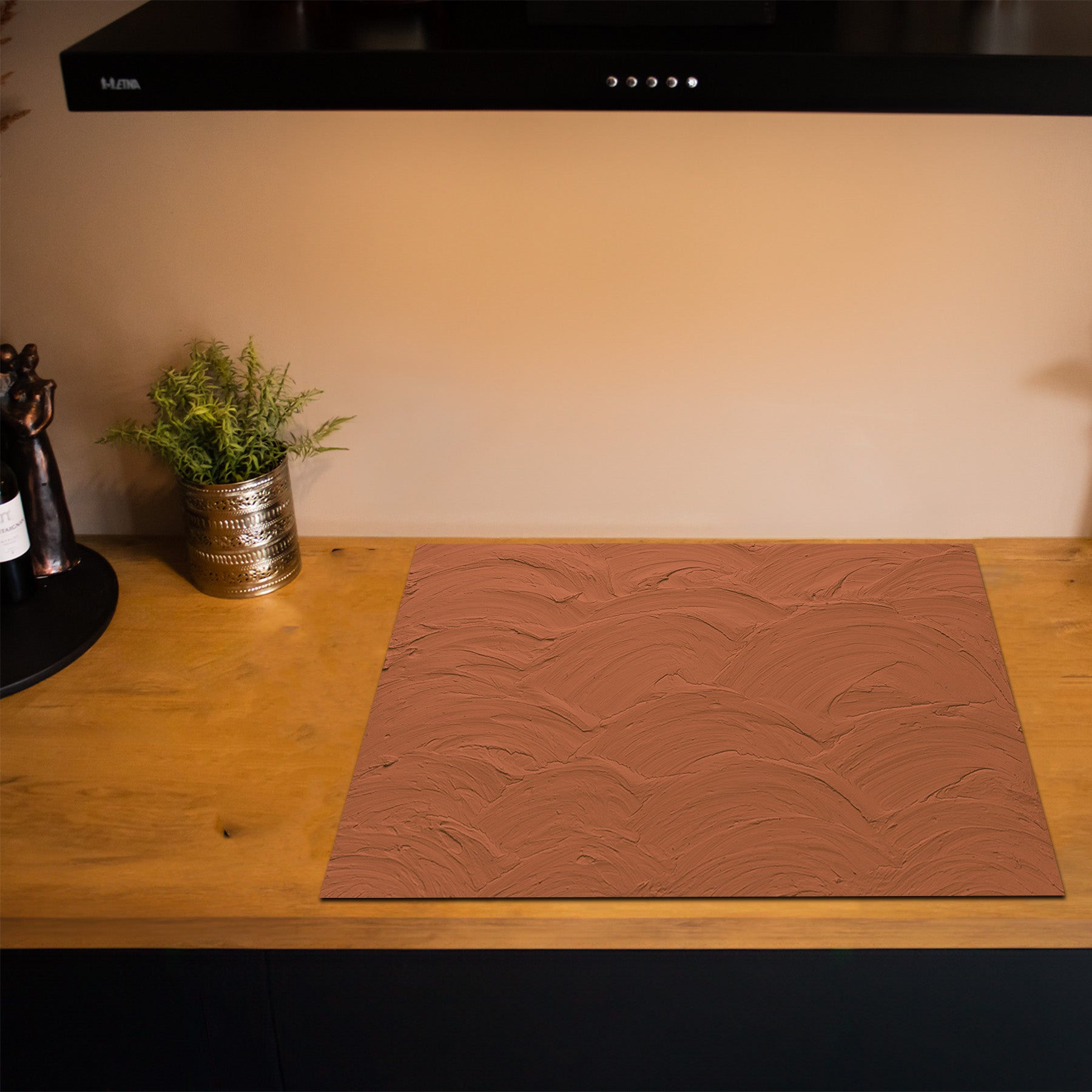 Protection induction - Abstrait - Motifs nervurés - Noir