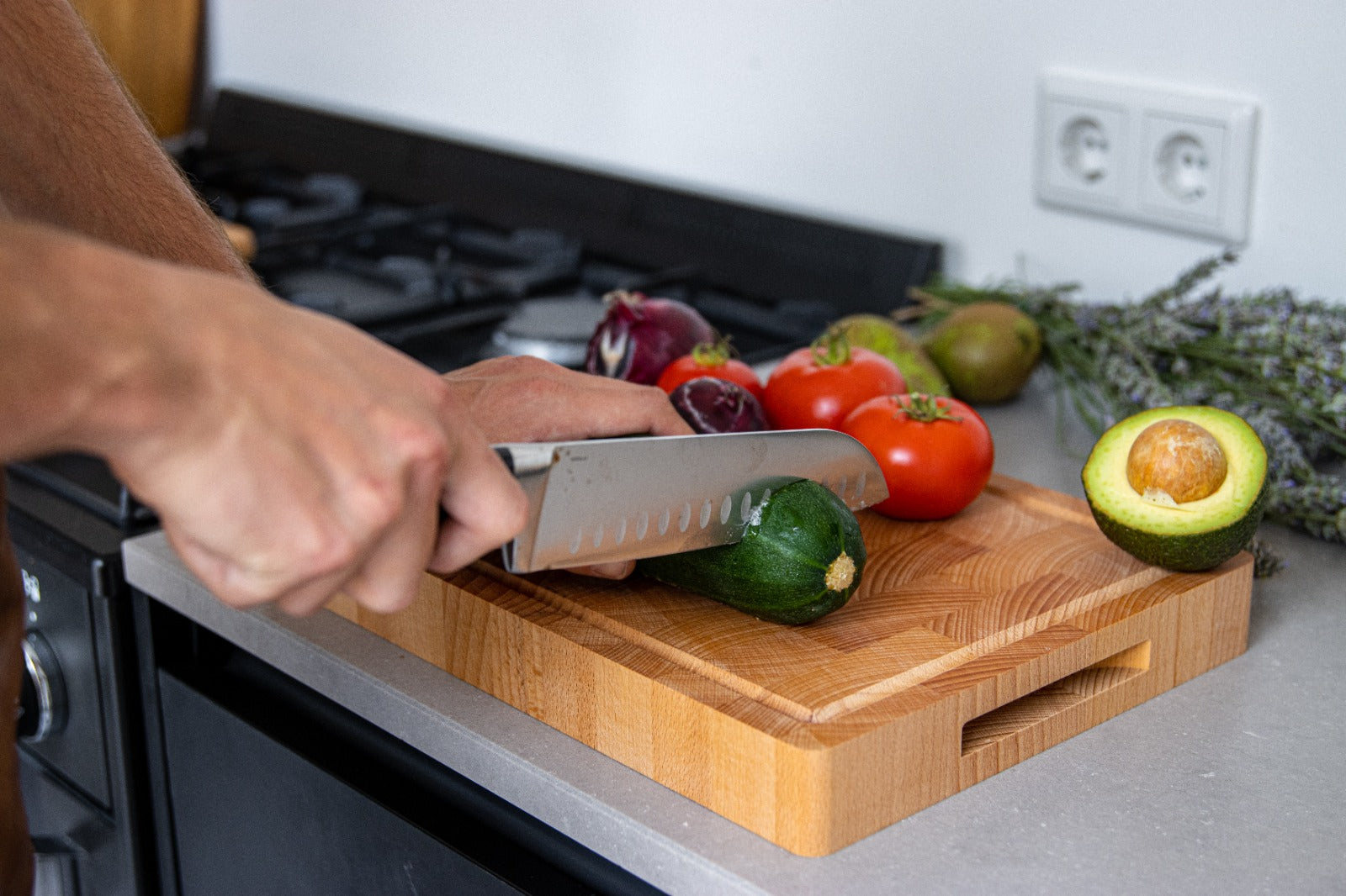 Snijplank met handgrepen - Proffesioneel - Hakblok - Beukenhouten - 36×26 cm