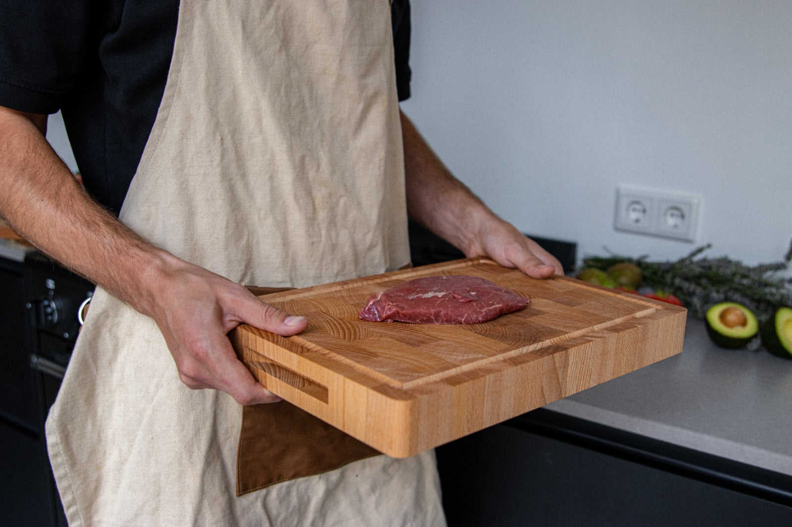 Snijplank met handgrepen - Proffesioneel - Hakblok - Beukenhouten - 36×26 cm