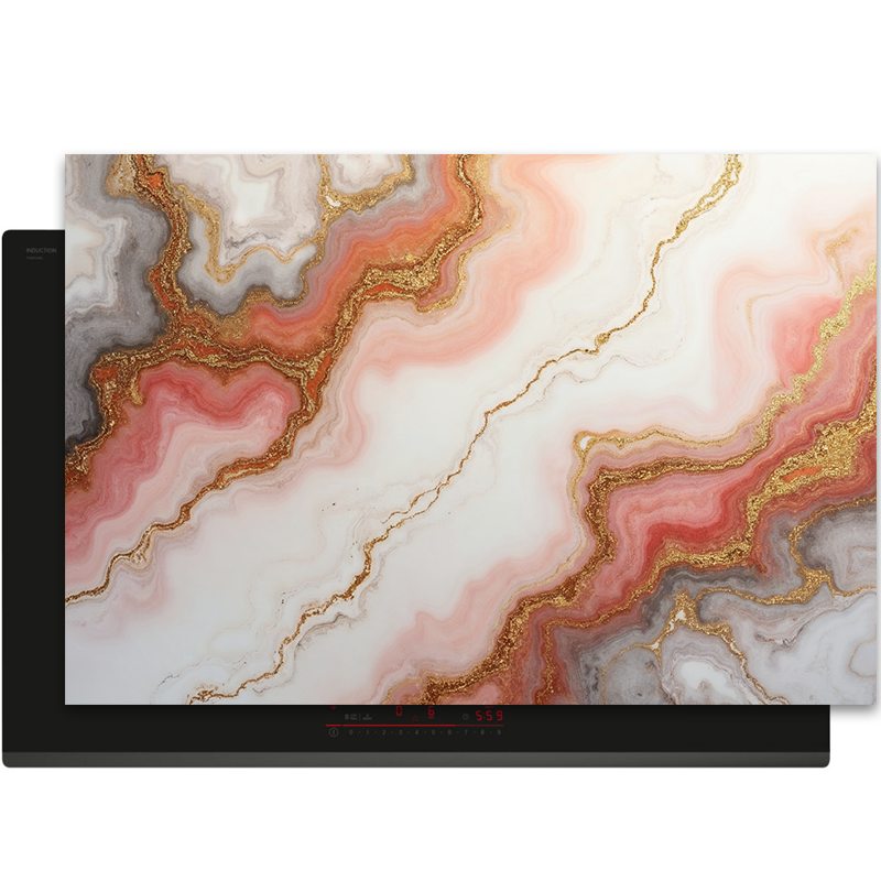 Inductiebeschermer - Marmer met Goud - Blush Quartz