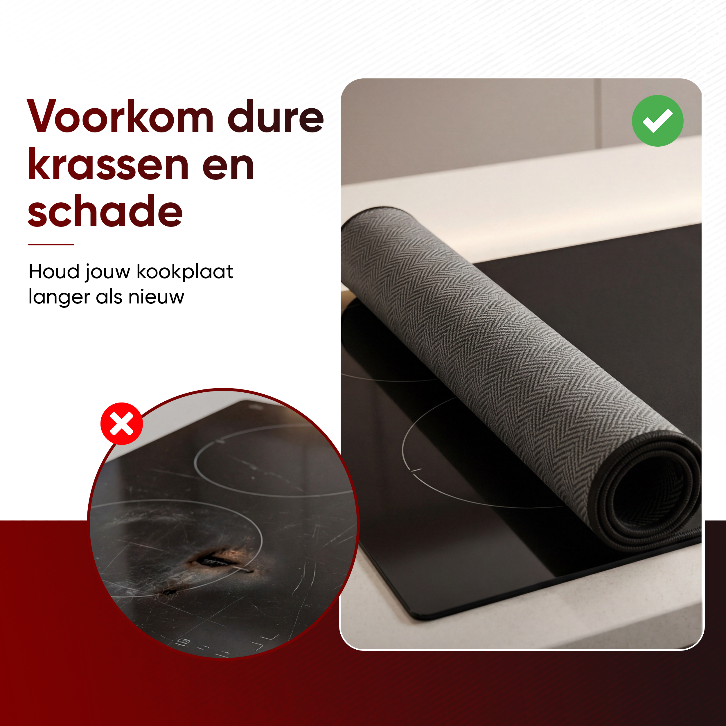 Inductiebeschermer - 2-in-1 - anti-slip - zwart