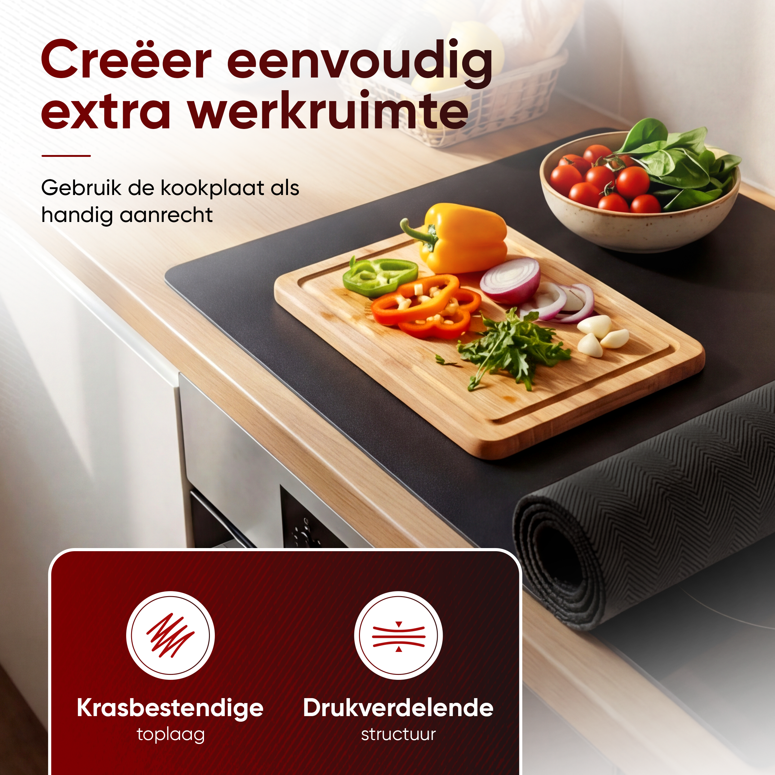 Inductiebeschermer - 2-in-1 - anti-slip - zwart