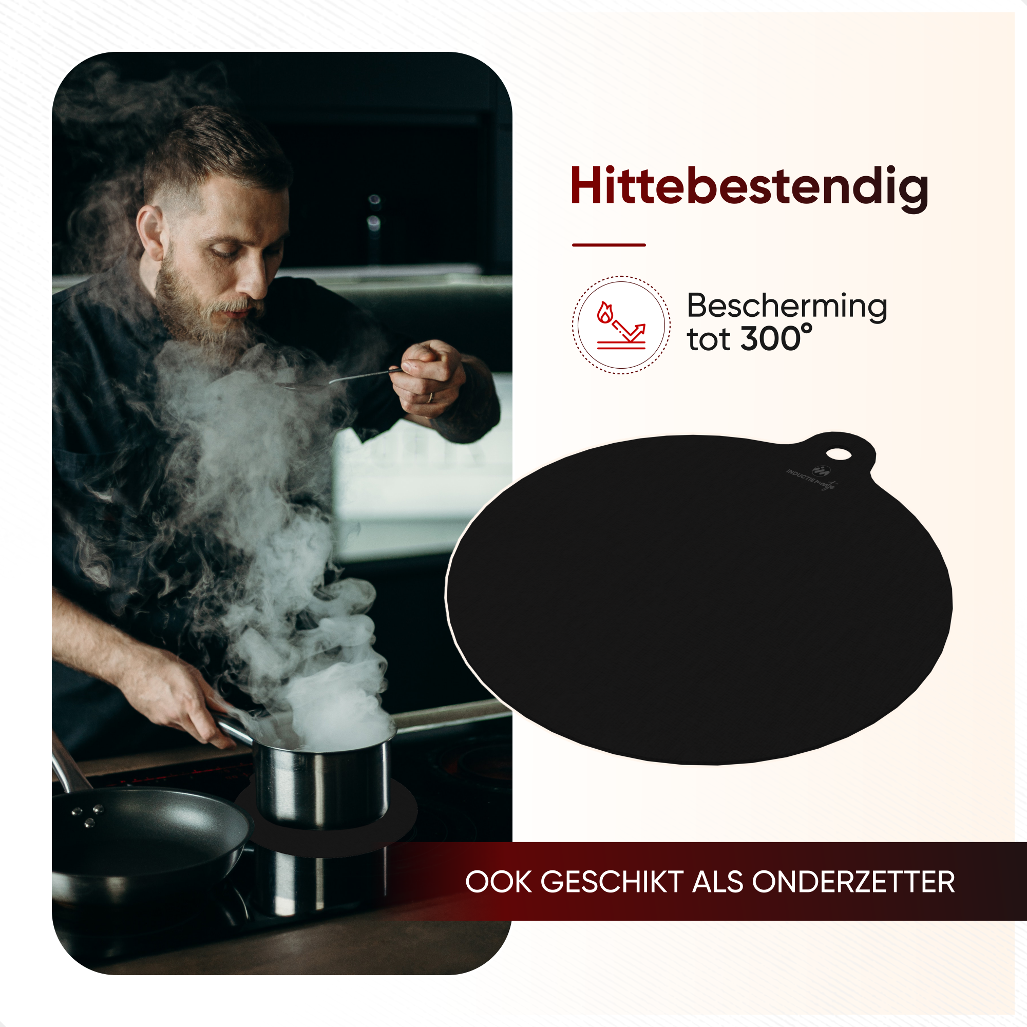 De Originele Inductiebeschermer - Set van 5 stuks - Verschillende maten - Zwart - Inductie Maatje