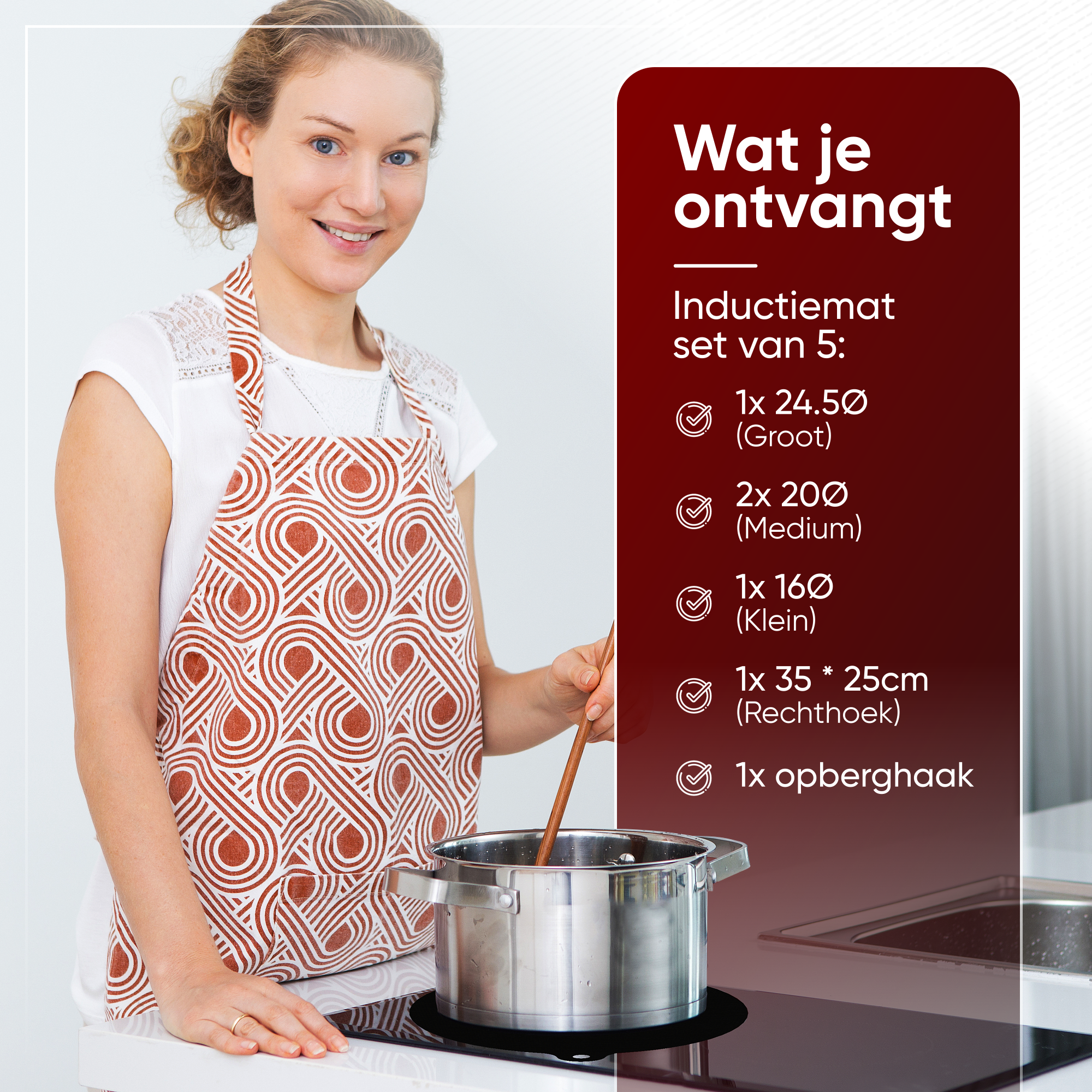 De Originele Inductiebeschermer - Set van 5 stuks - Verschillende maten - Zwart - Inductie Maatje