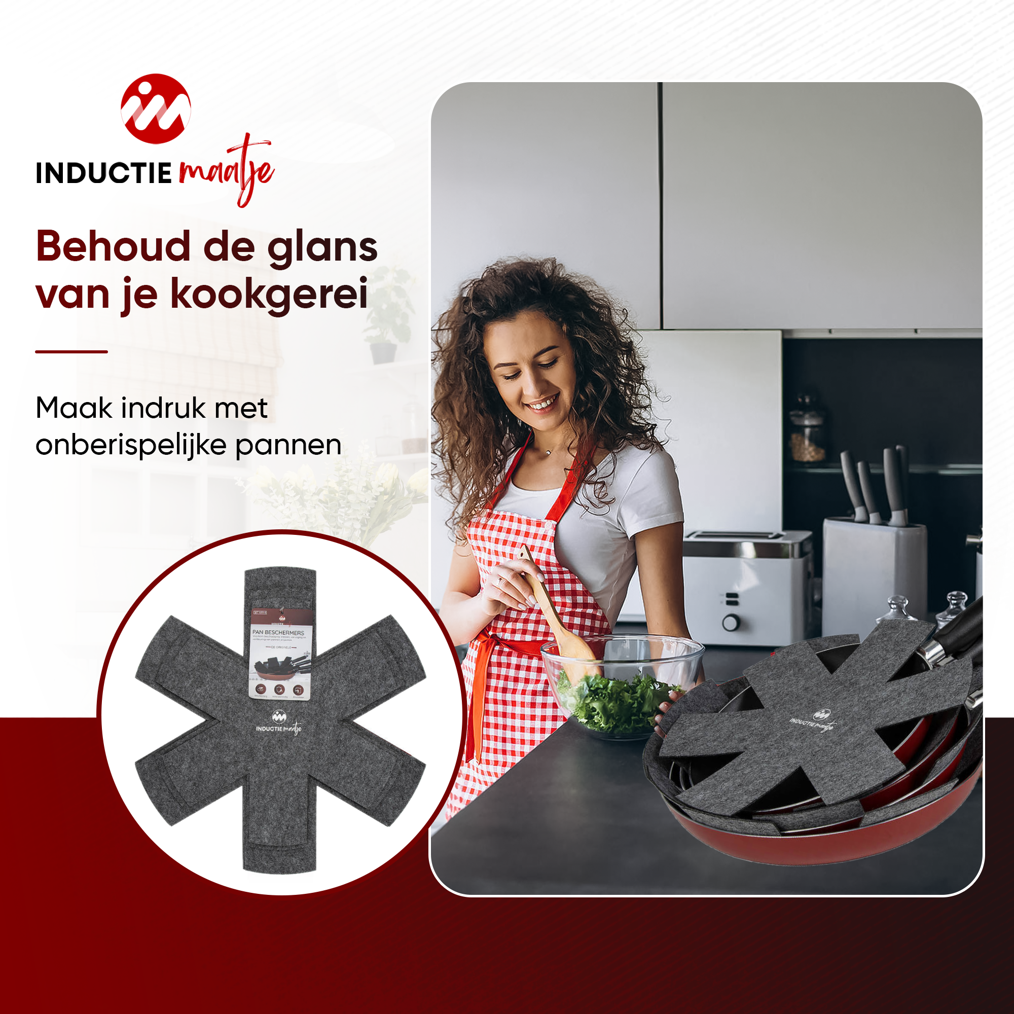 Panbeschermers - 6 stuks - grijs - Inductie Maatje