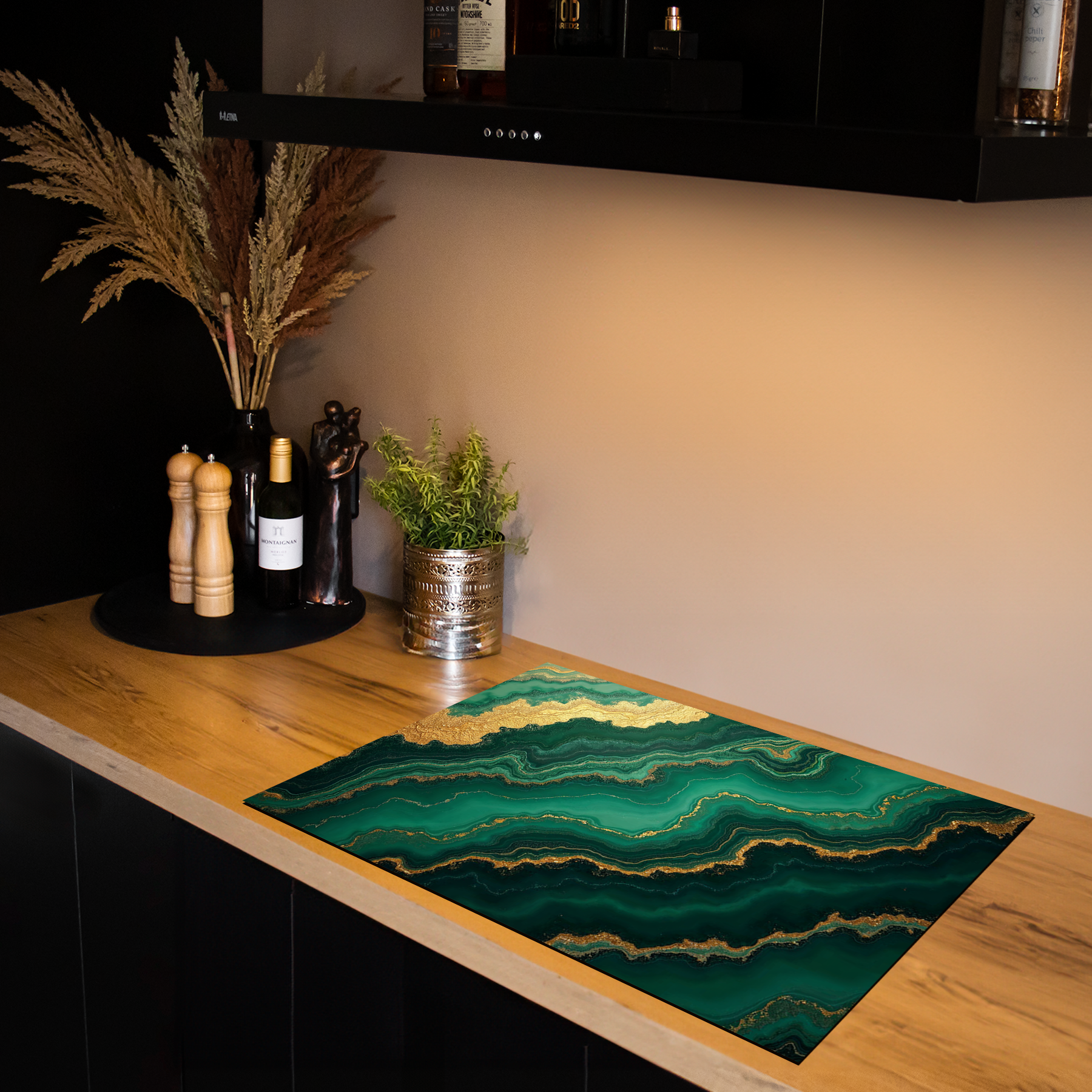 Inductiebeschermer - Marmer met Goud - Verdant Luxe