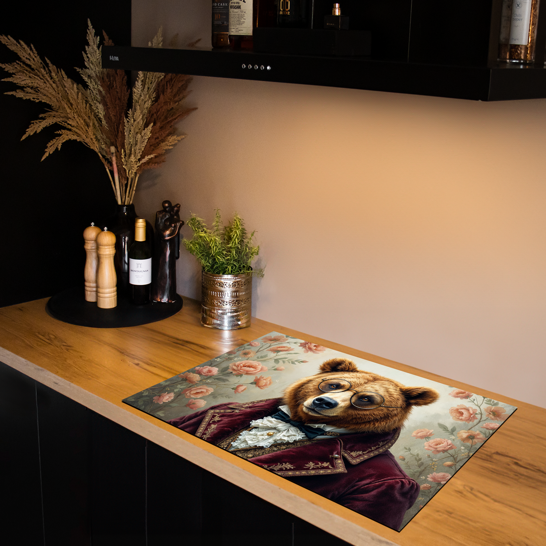 Inductiebeschermer - Dieren portretten - Beer met smoking