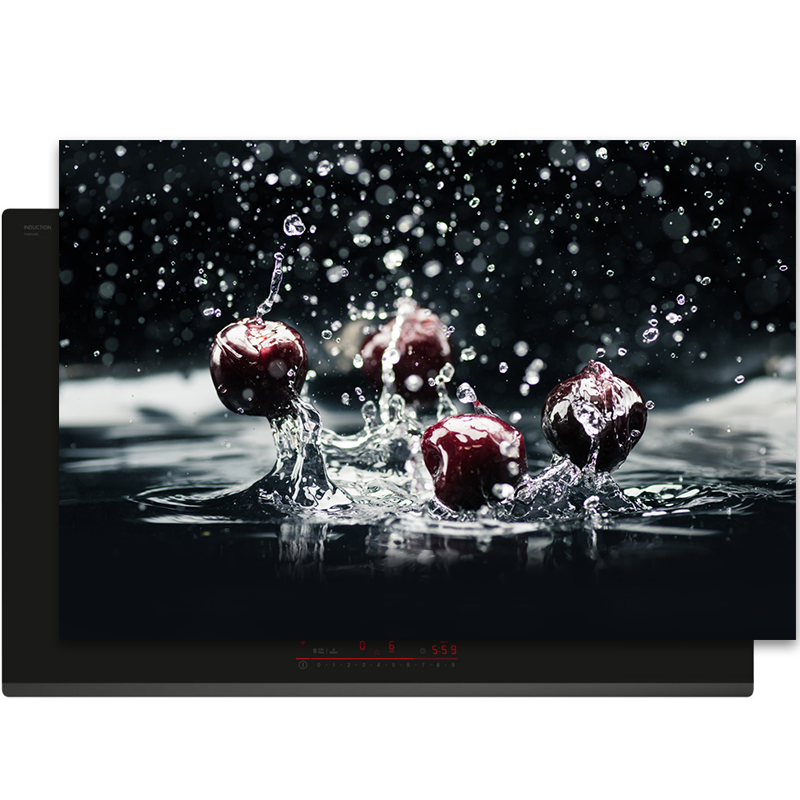 Inductiebeschermer - Splash - Kersen - Water - Zwart