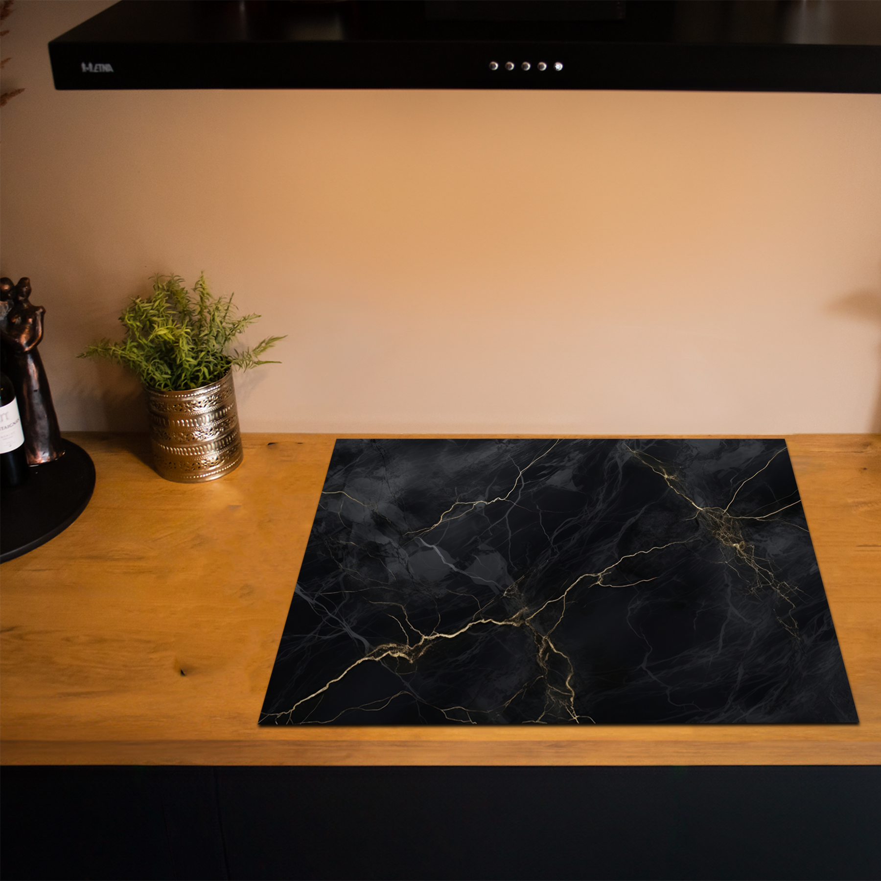 Protection induction - Marbre - Naturel - Texture - Noir