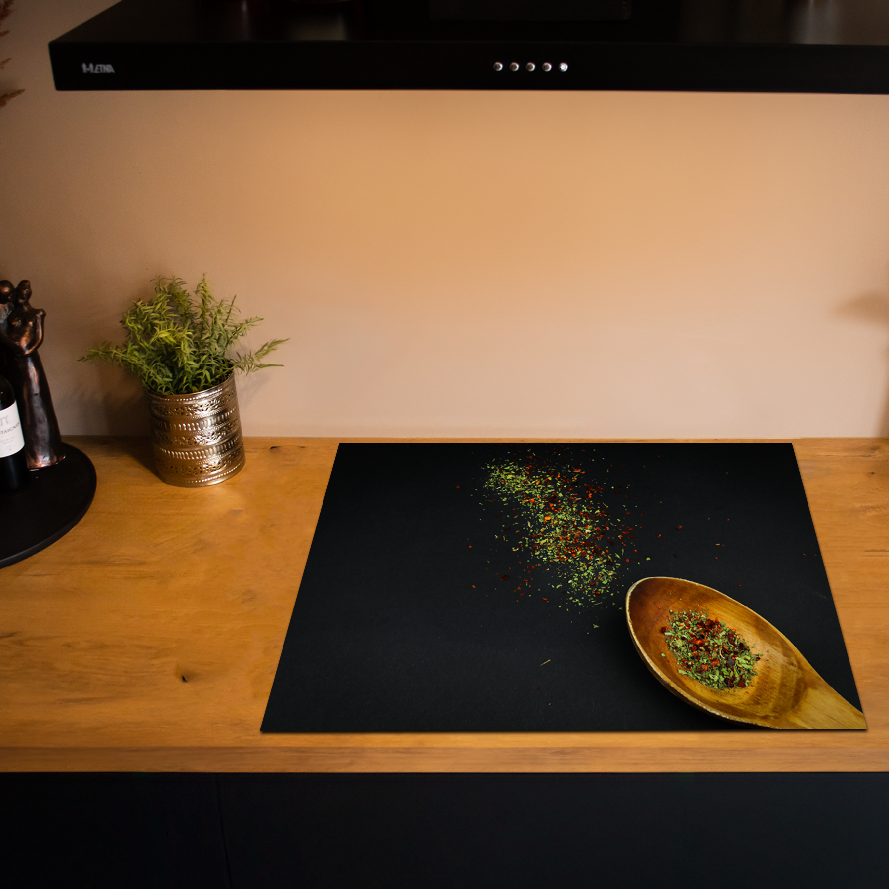 Inductiebeschermer - Kruiden en specerijen - Keuken - Rustiek - Blauw - Inductie Maatje