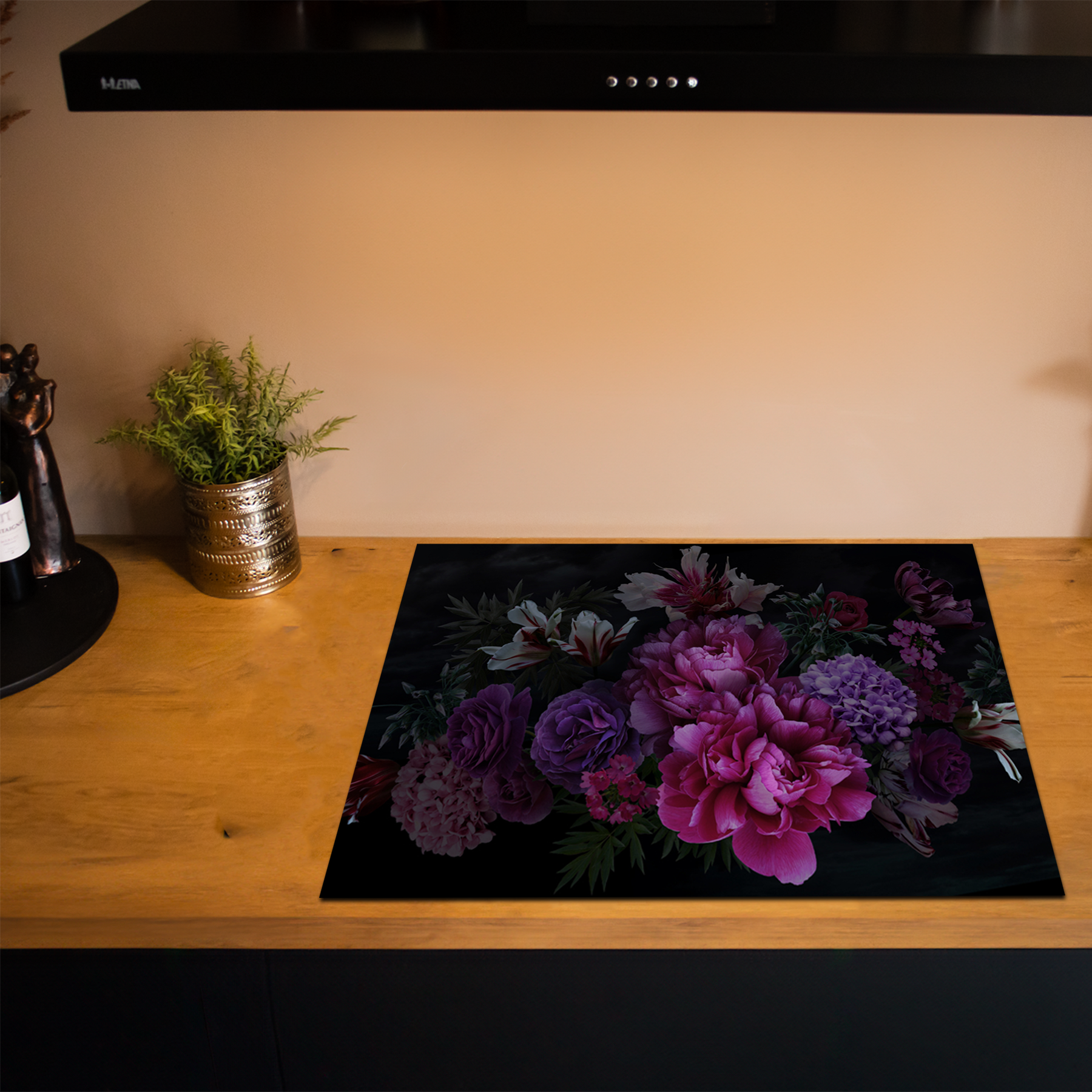 Inductiebeschermer - Bloemen - Boeket - Kleurrijk - Roze - Paars - Inductie Maatje