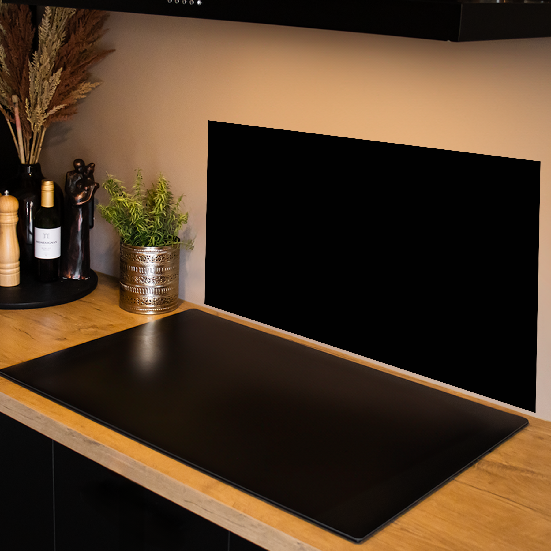 Keuken Spatscherm - Effen - Zwart - Donker