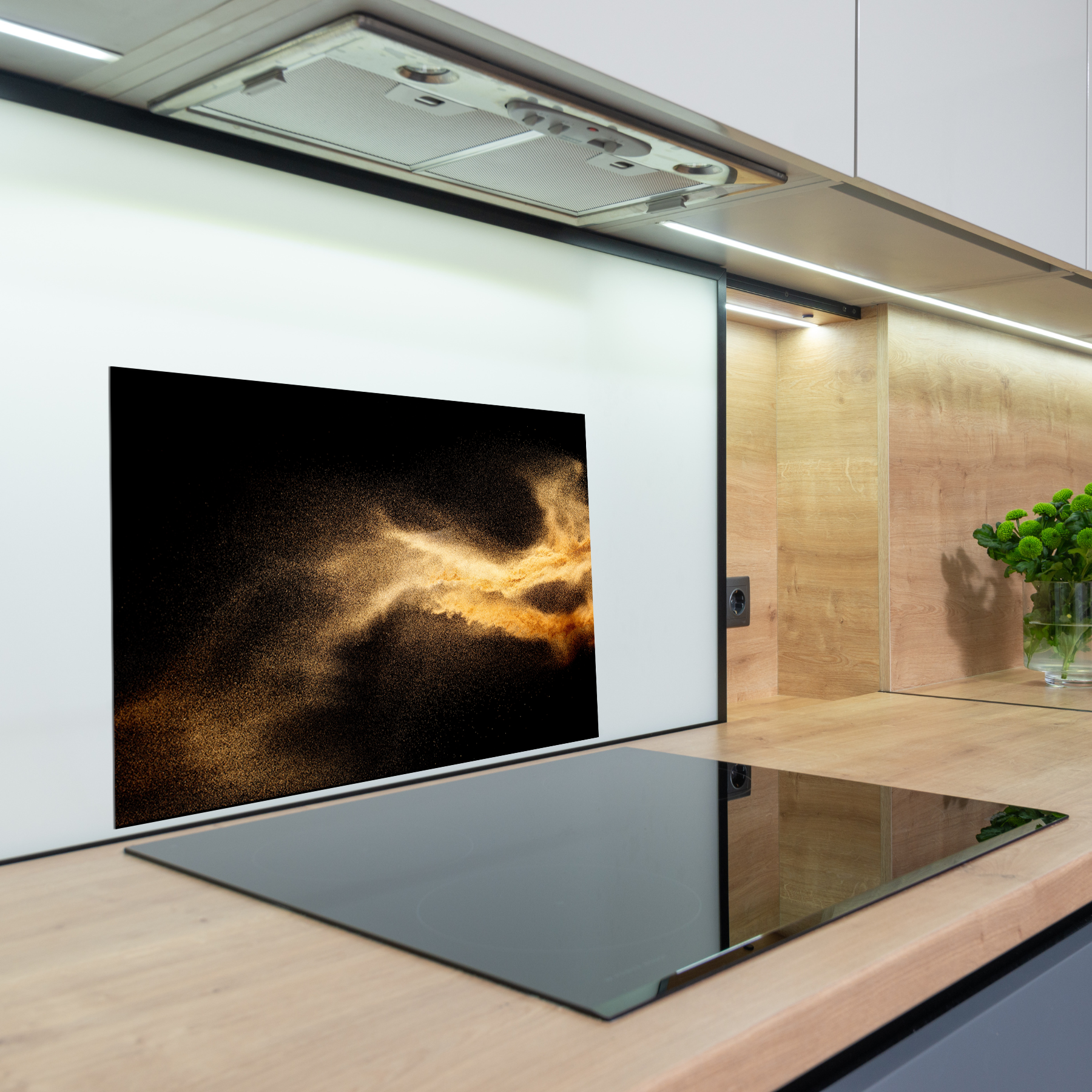 Keuken spatscherm  - Black & Gold - Splash - Zand explosie