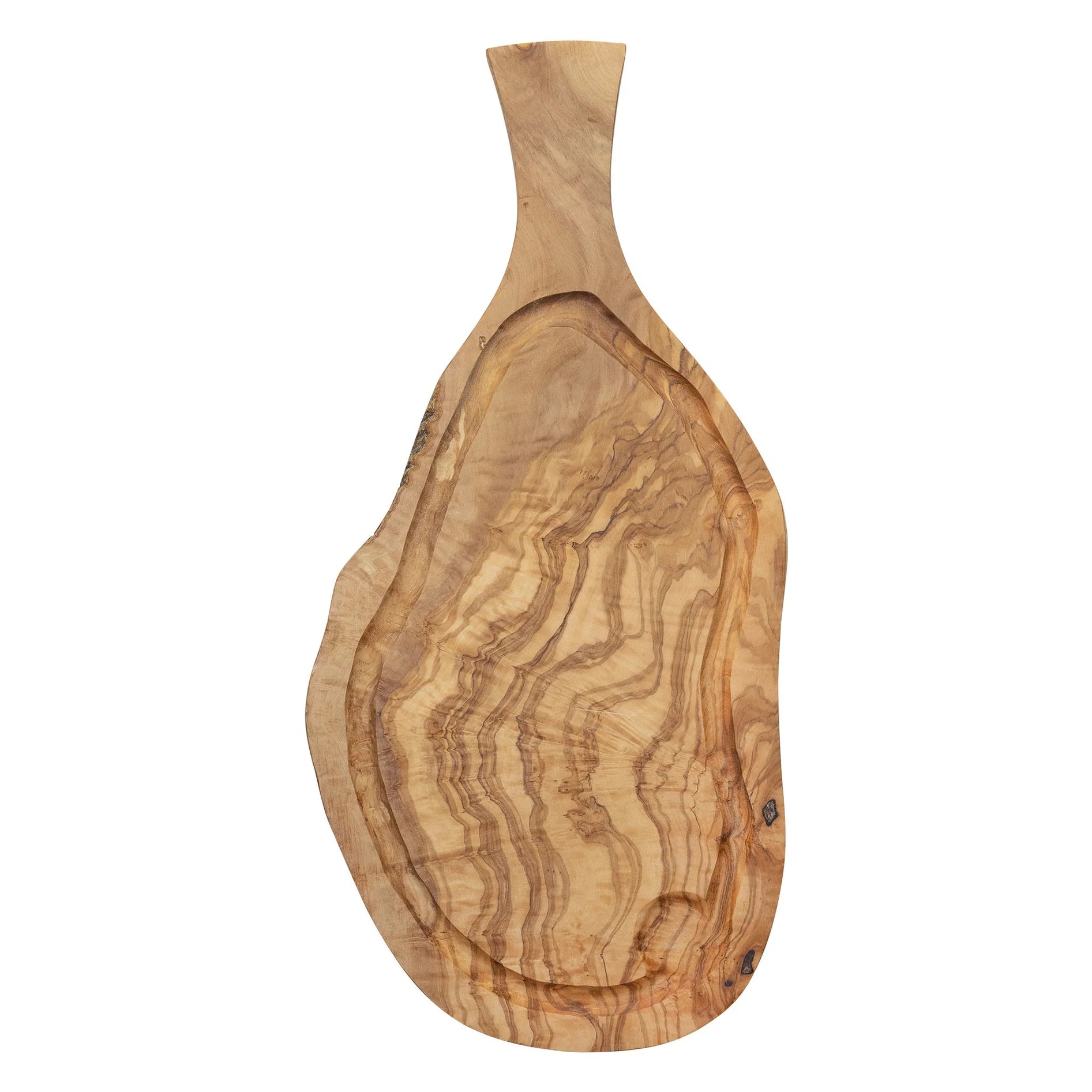 Borrelplank met handvat en sapgeul - Olijfhouten – 45x18 cm
