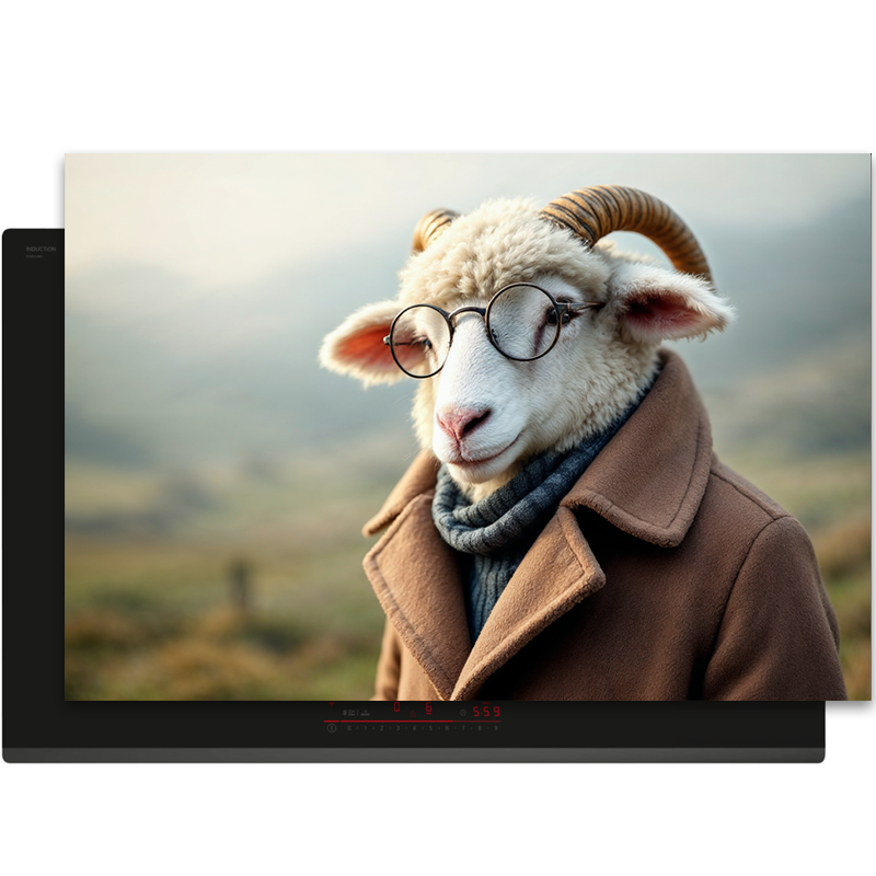 Inductiebeschermer - Dieren portretten - Schaap met jas